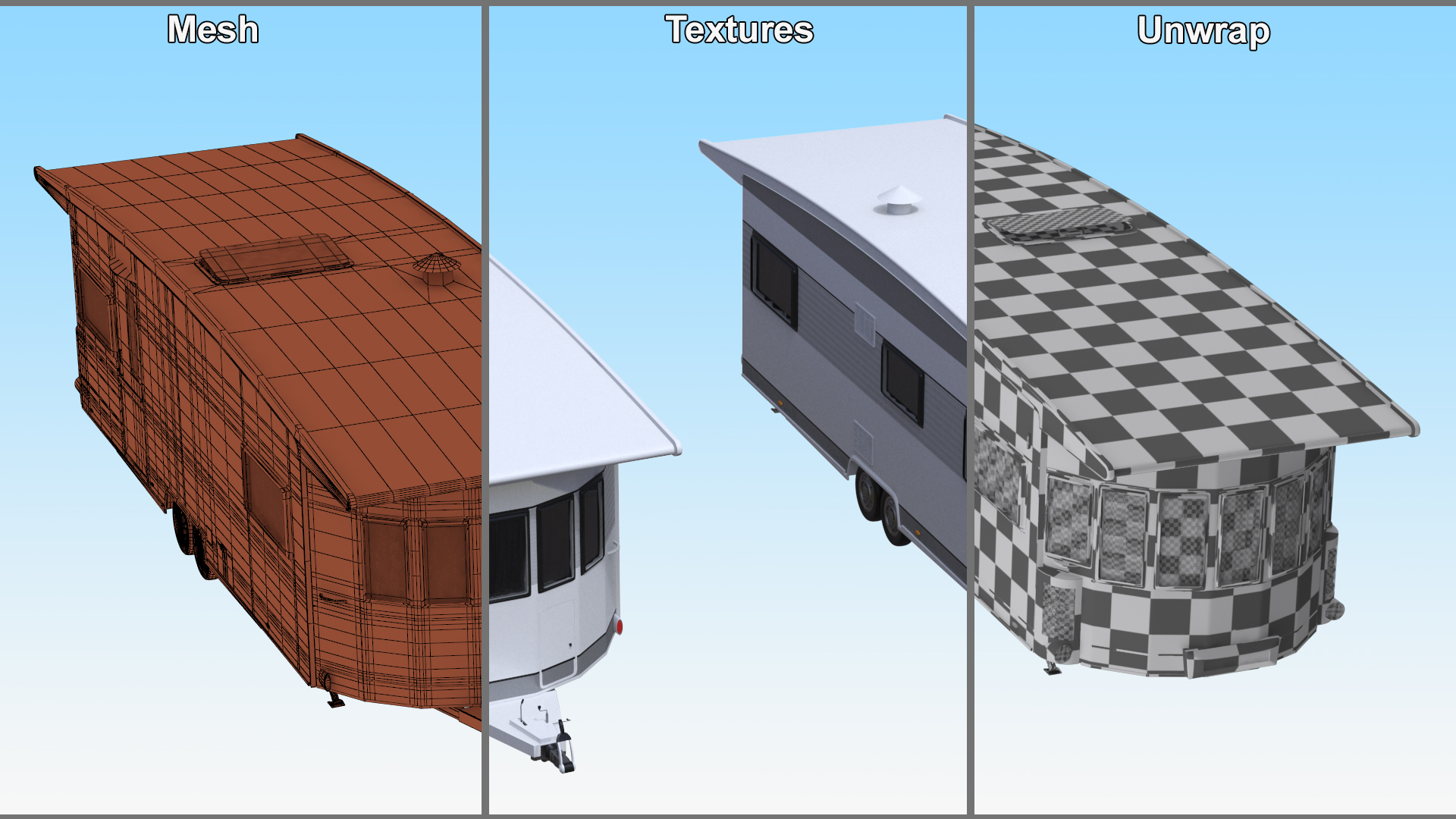 LANDHAUS Hobby Caravan Rigged 3D model