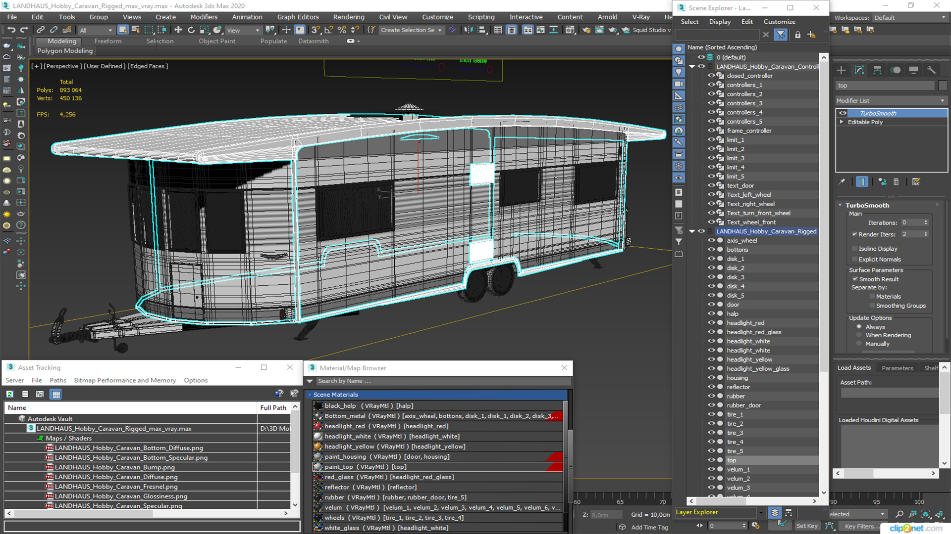 LANDHAUS Hobby Caravan Rigged 3D model