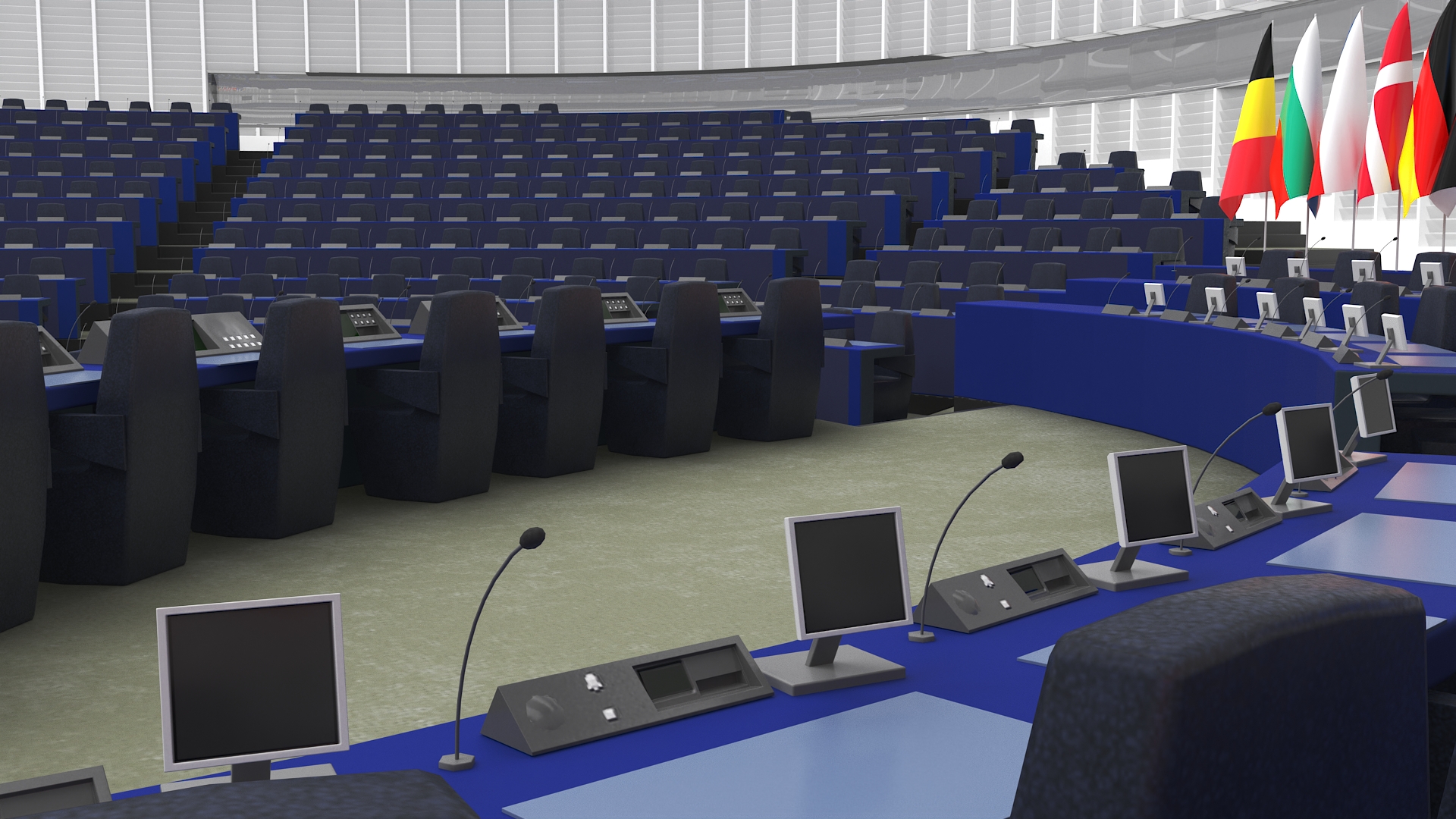 3D Hemicycle interior of the European Parliament Strasbourg