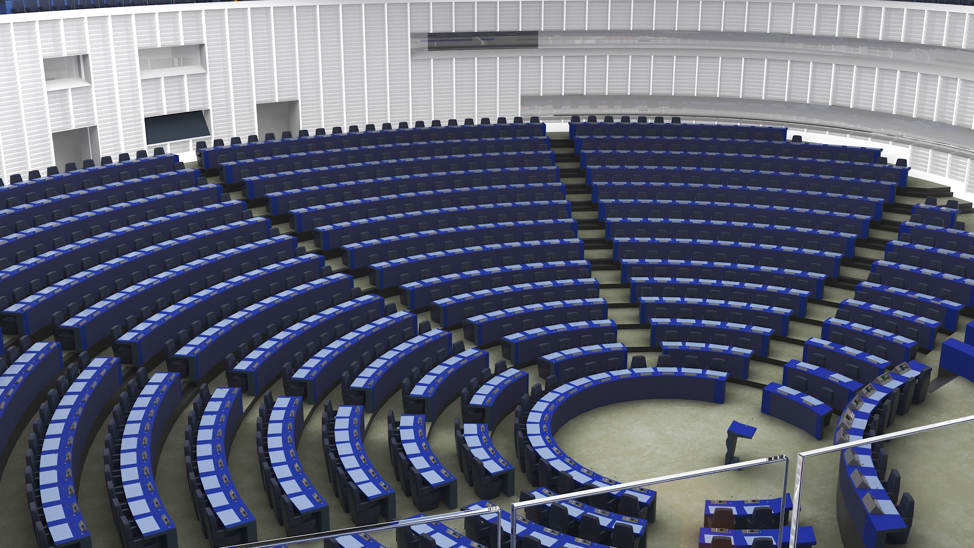 3D Hemicycle interior of the European Parliament Strasbourg