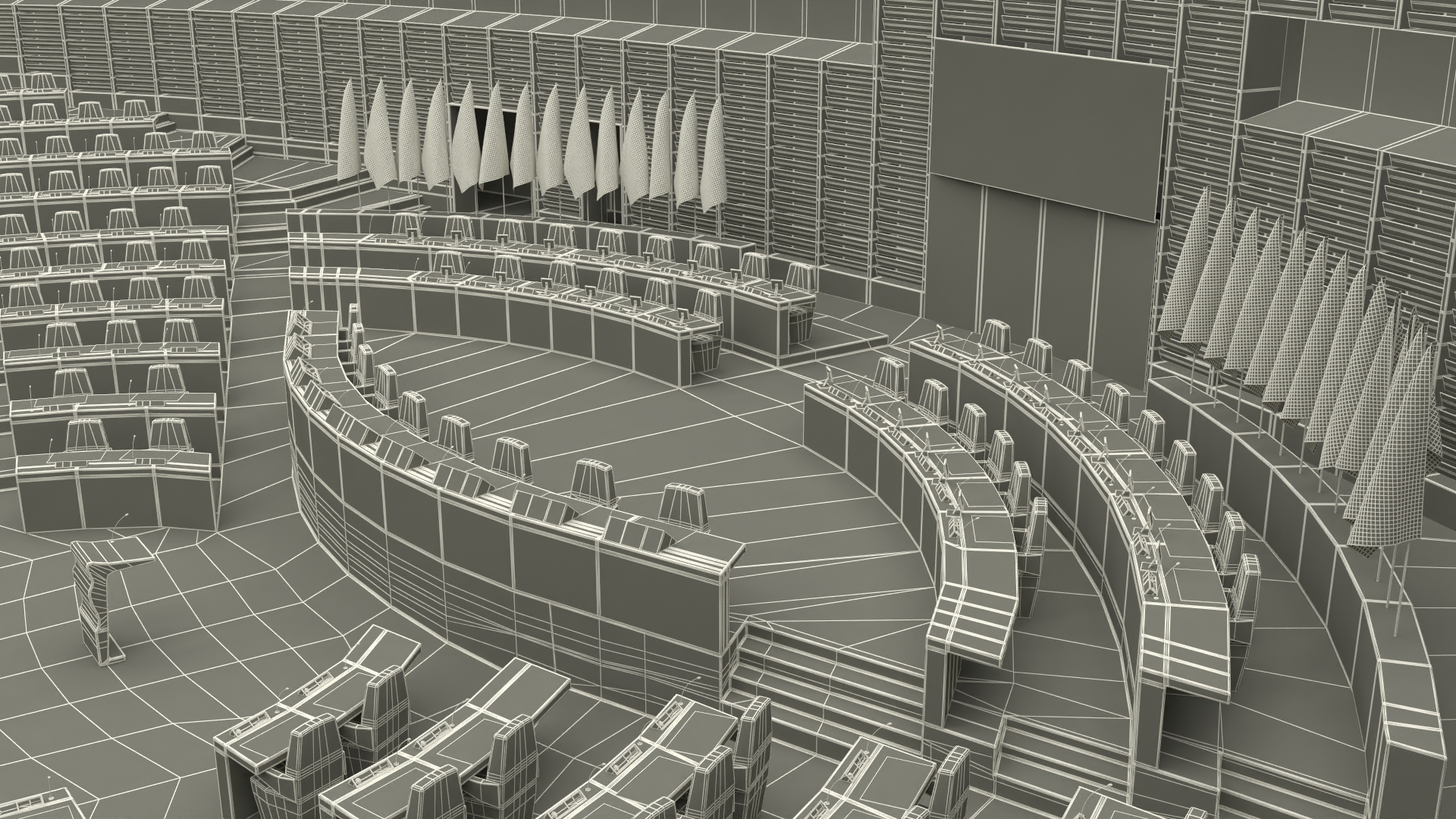 3D Hemicycle interior of the European Parliament Strasbourg