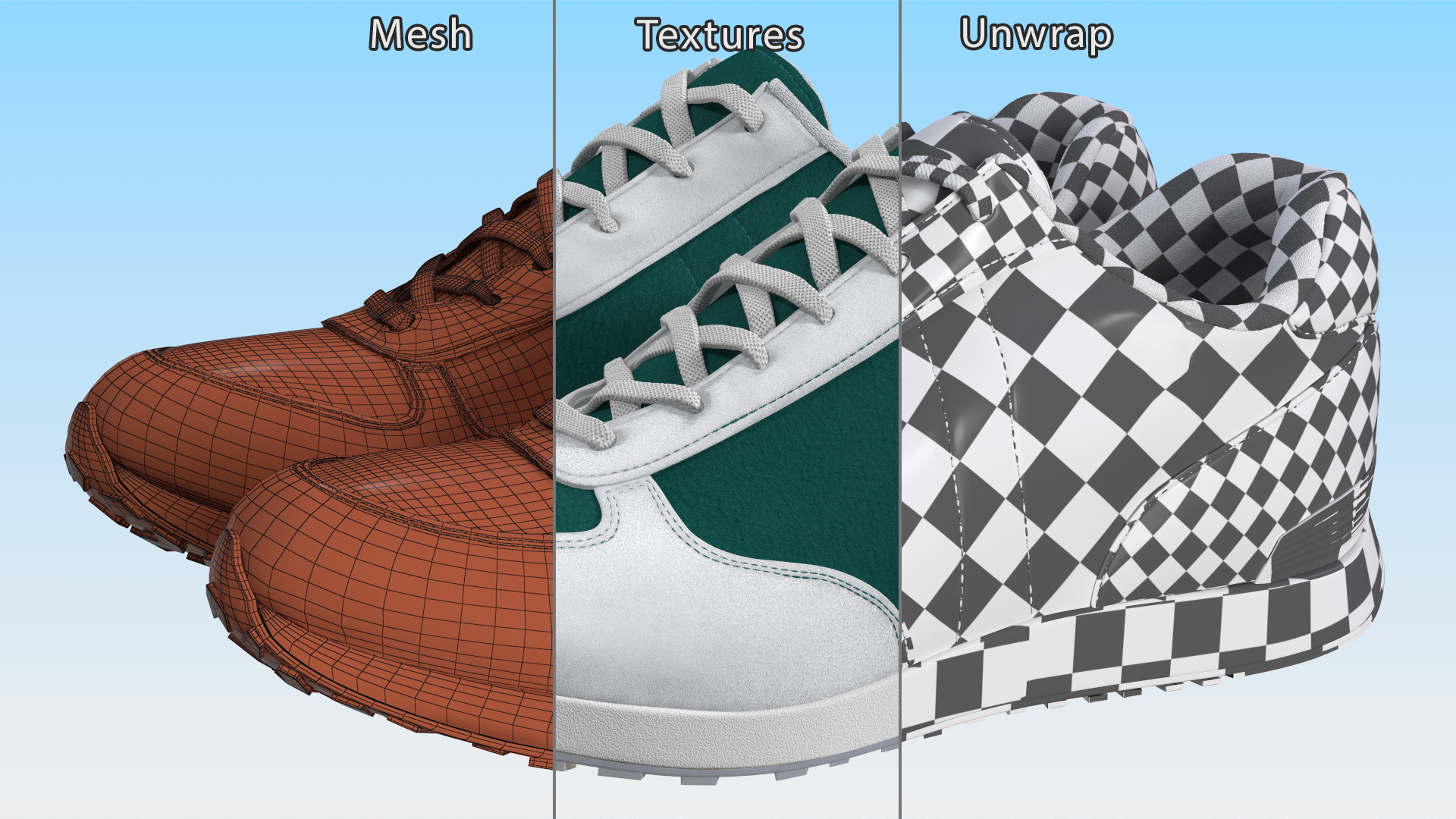 3D Casual Athletic Sneakers Fur model