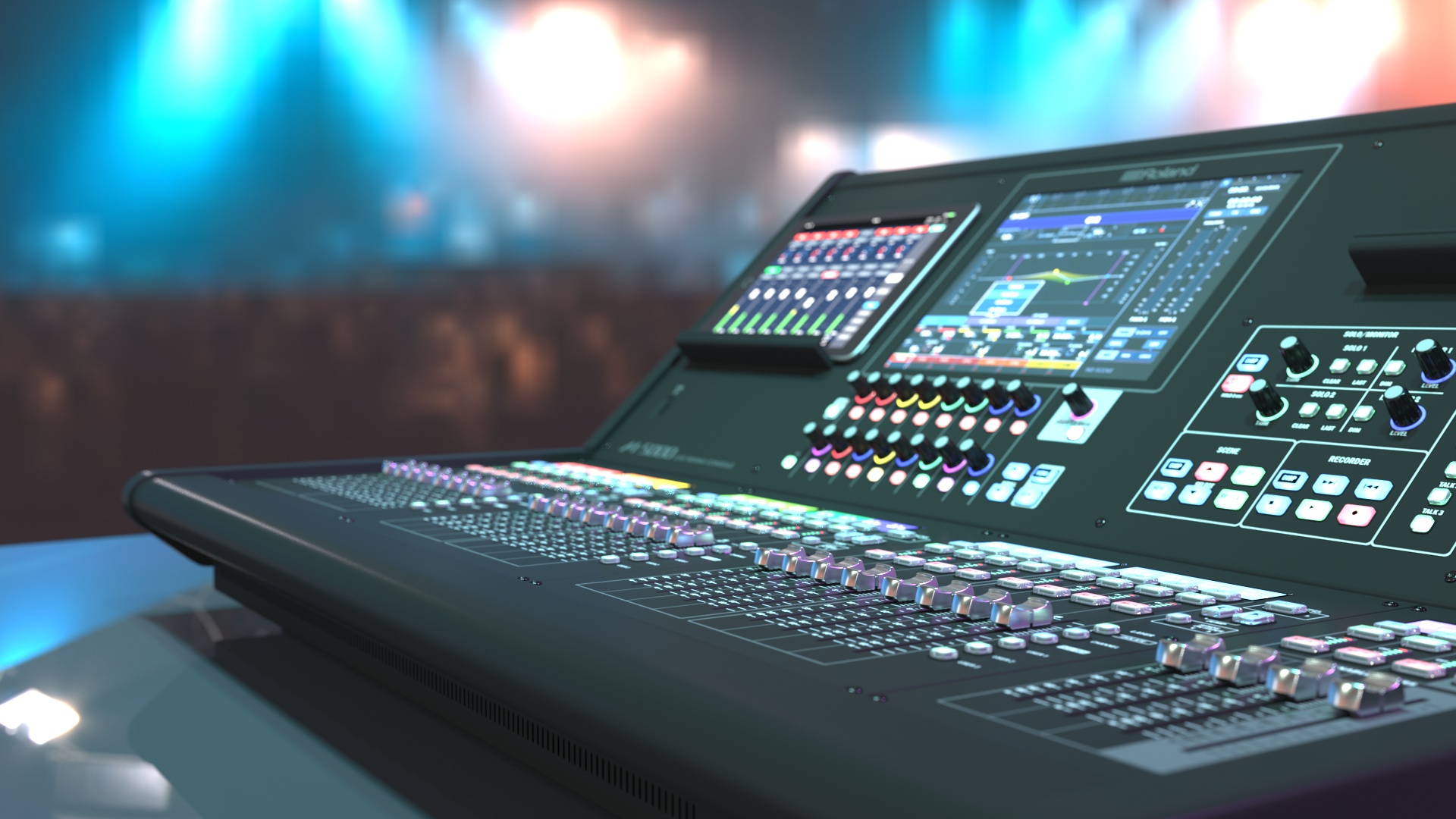 3D Live Mixing Console Roland M-5000 Lights On model