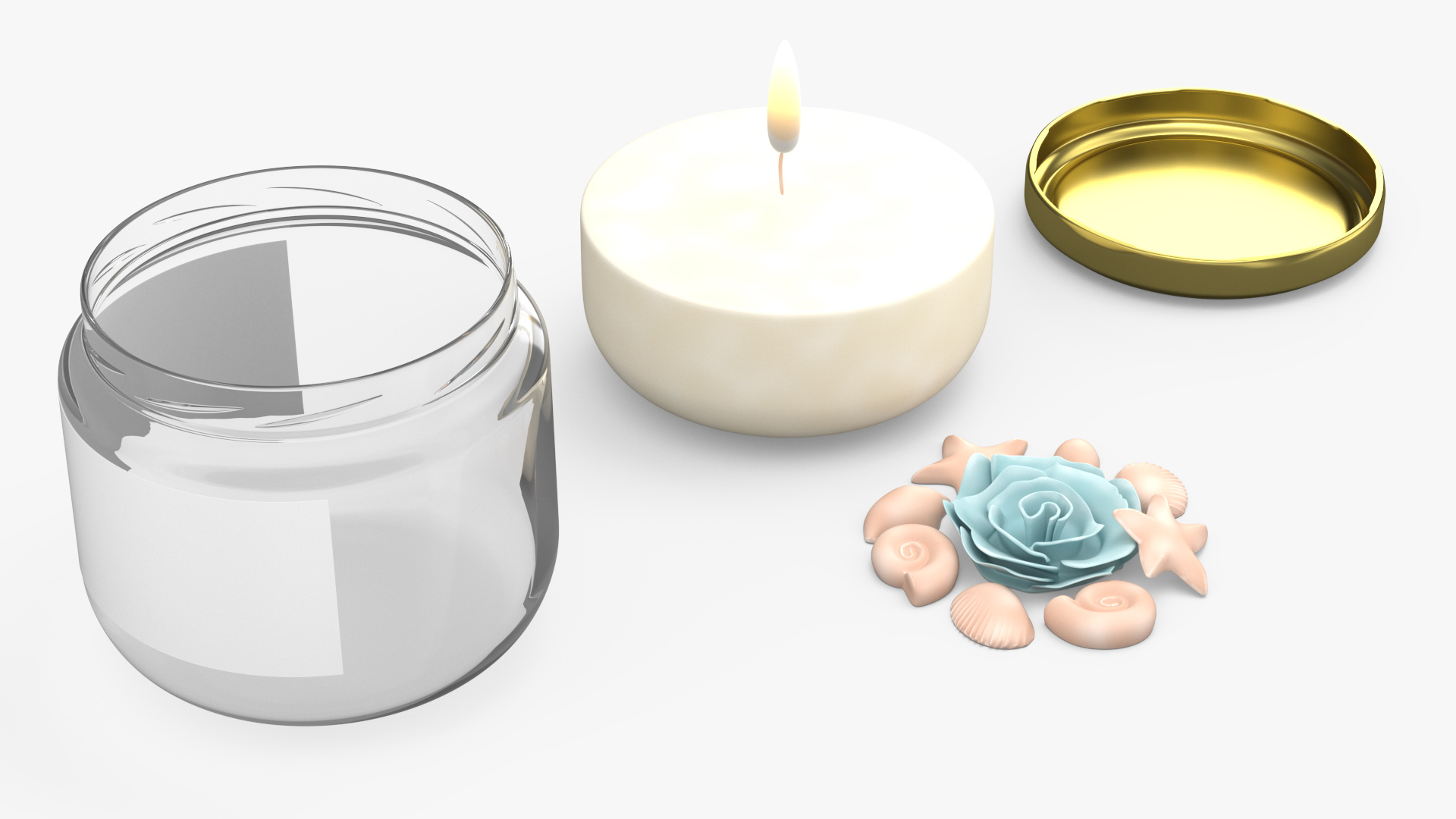 3D Jar Candle Fire Burns