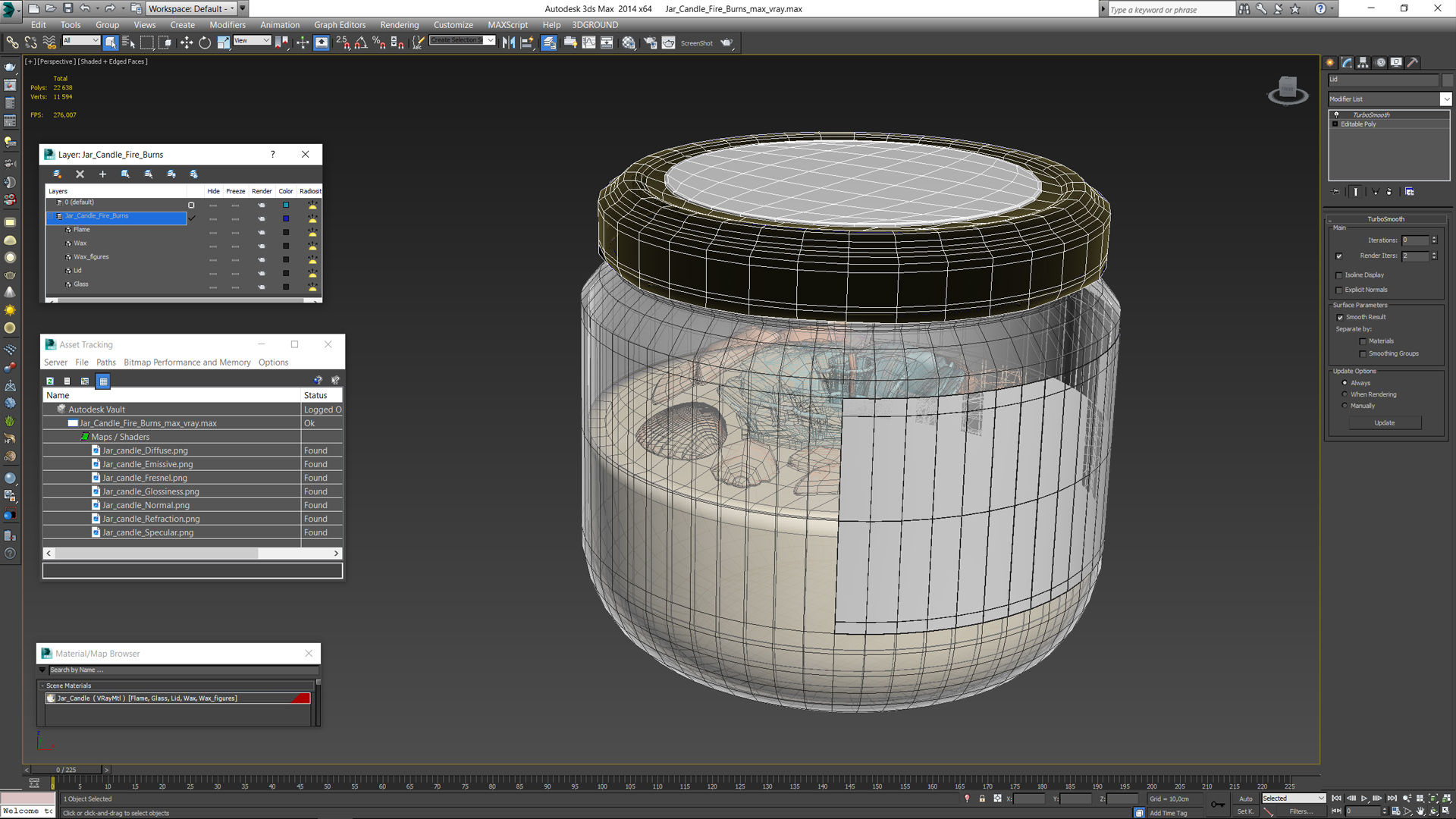 3D Jar Candle Fire Burns