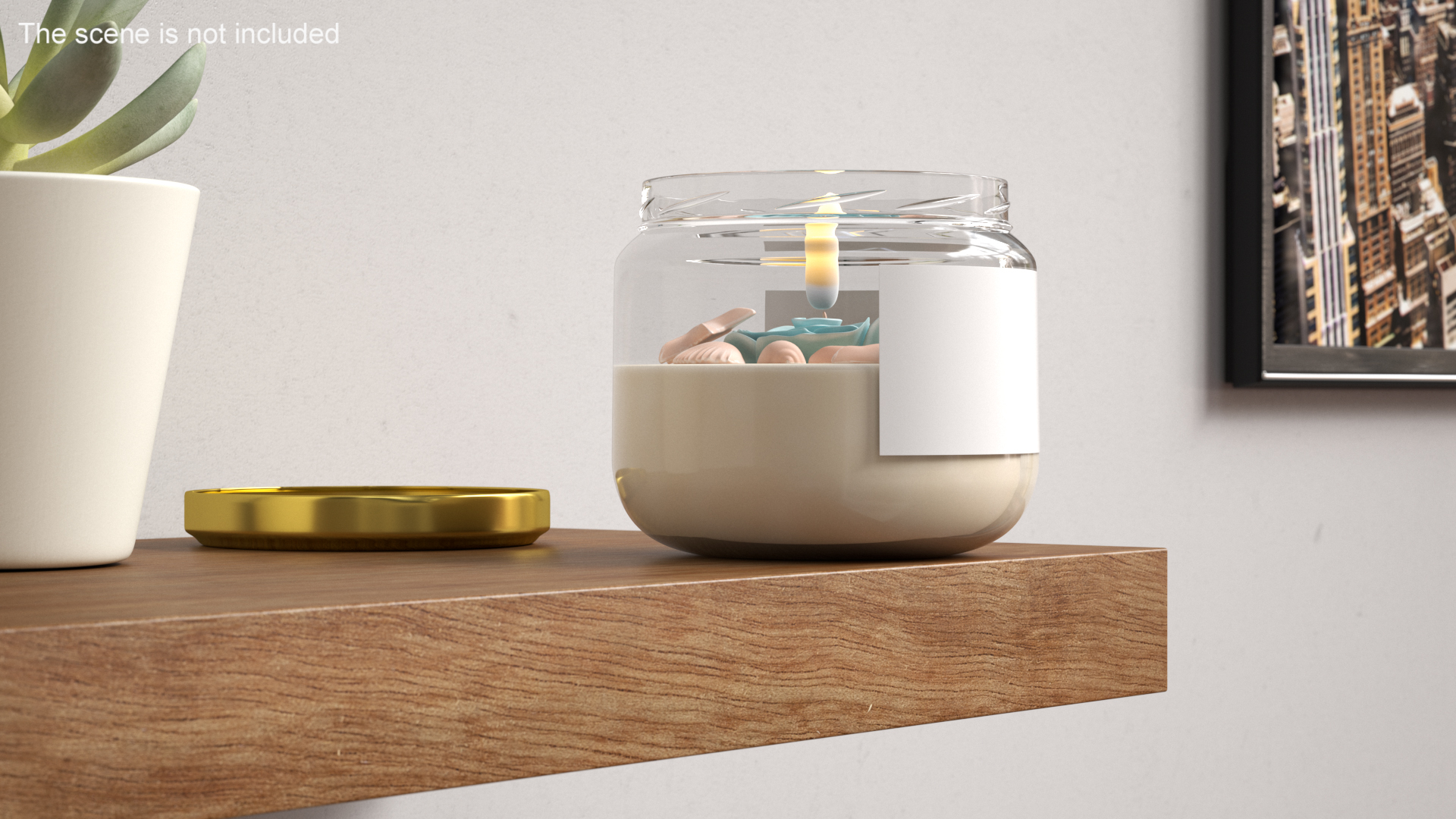 3D Jar Candle Fire Burns