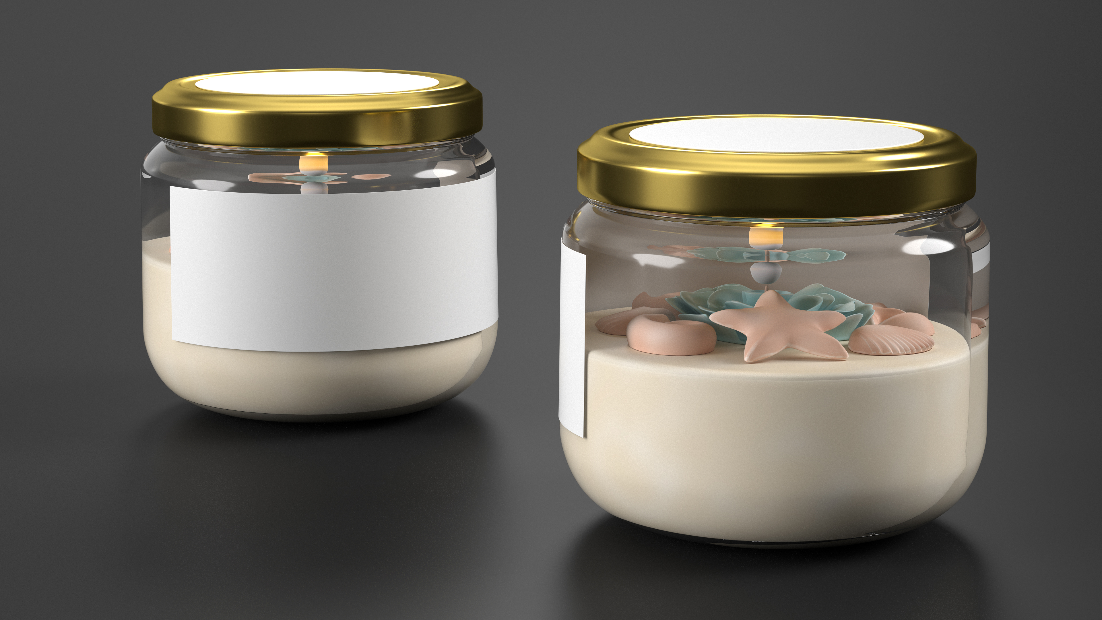 3D Jar Candle Fire Burns