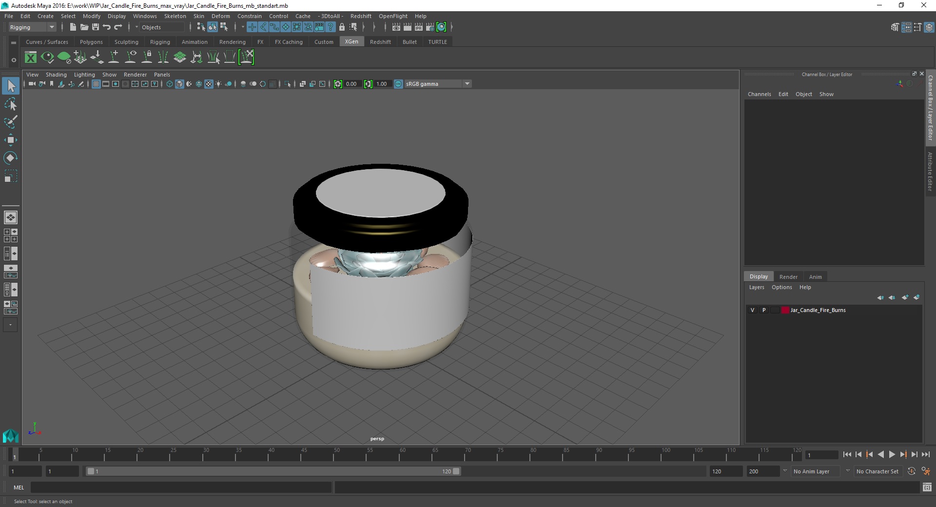 3D Jar Candle Fire Burns