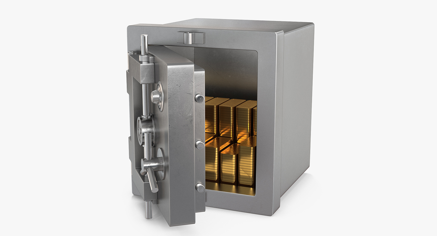 3D model Steel Safe with Gold Bars