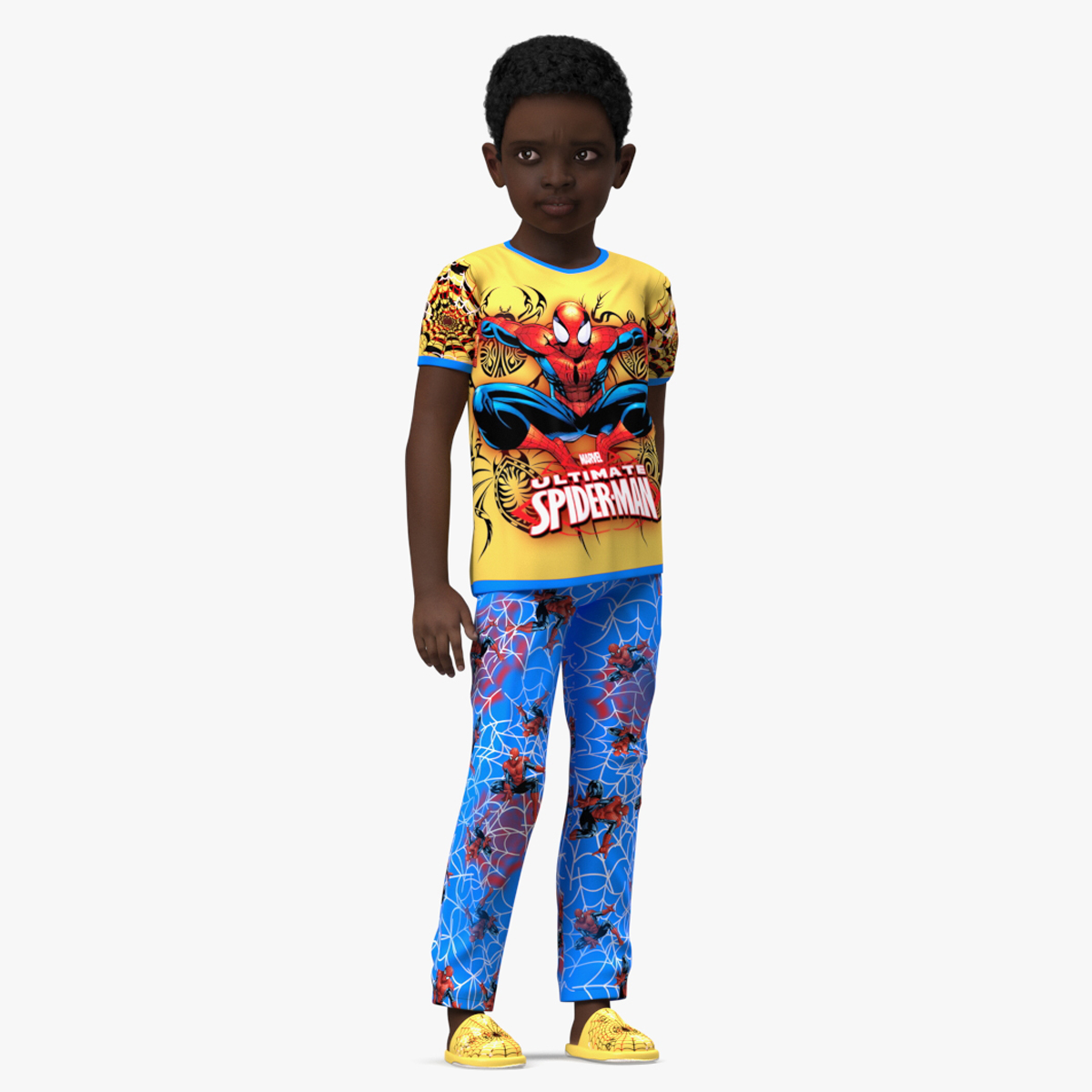 Black Child Boy Home Style Rigged for Maya 3D
