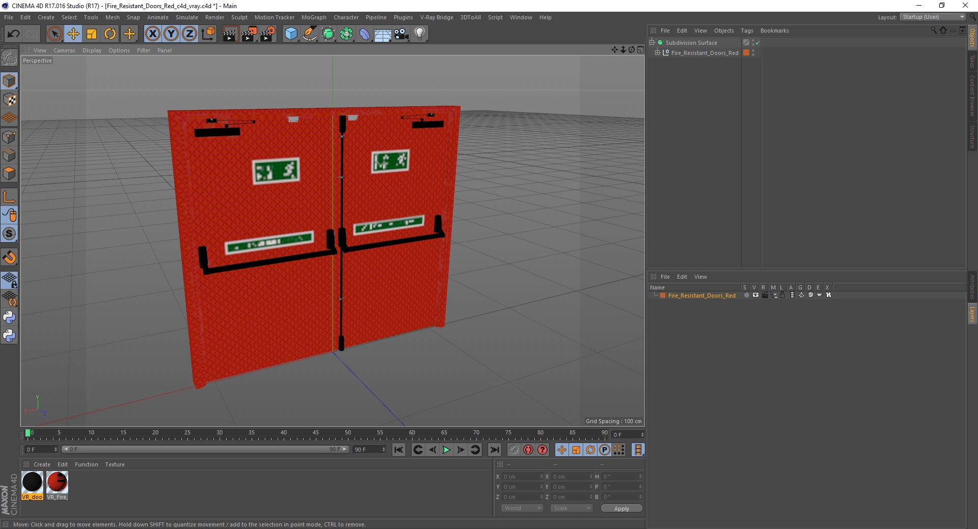 Fire Resistant Doors Red 3D model