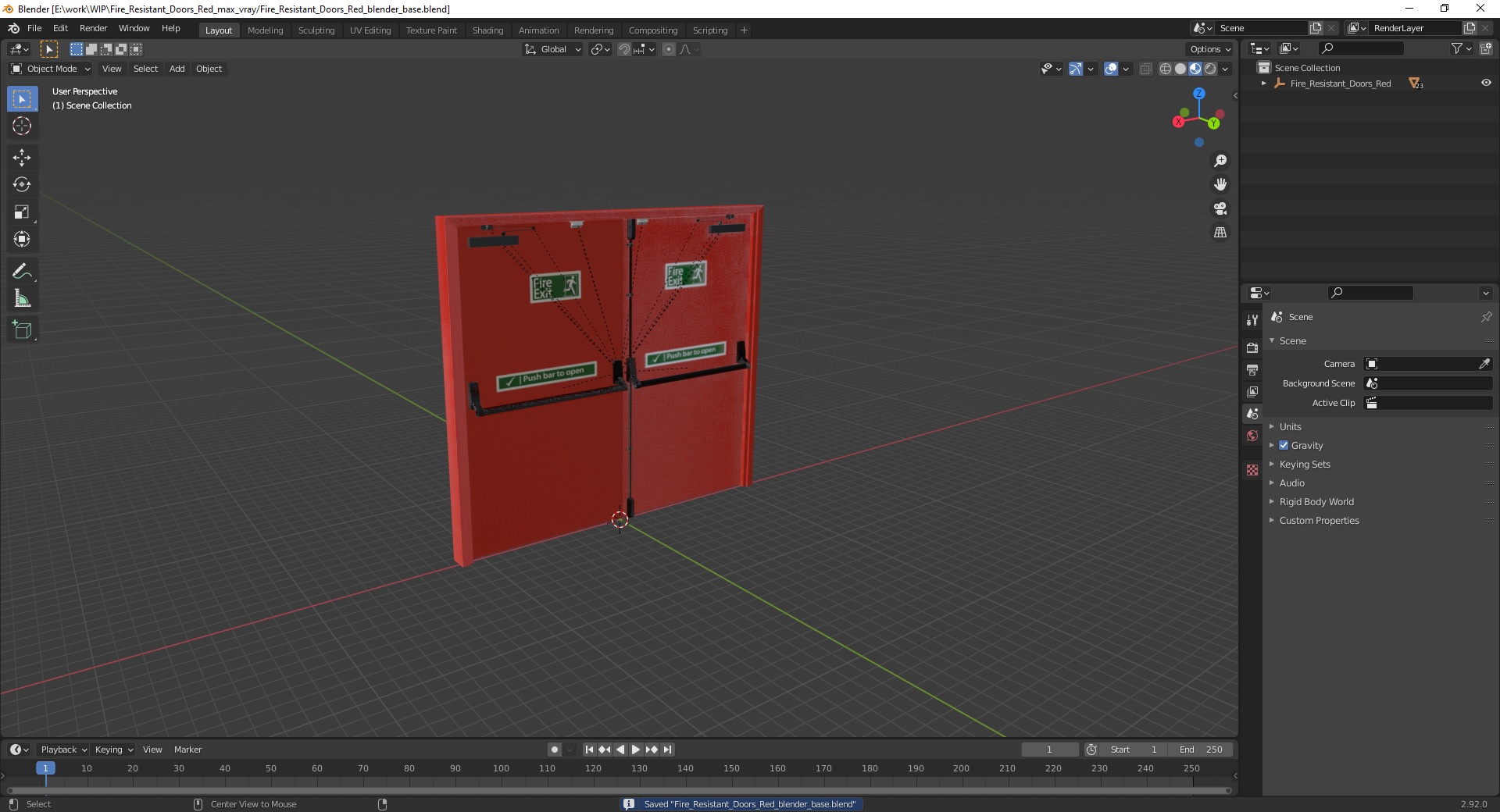 Fire Resistant Doors Red 3D model