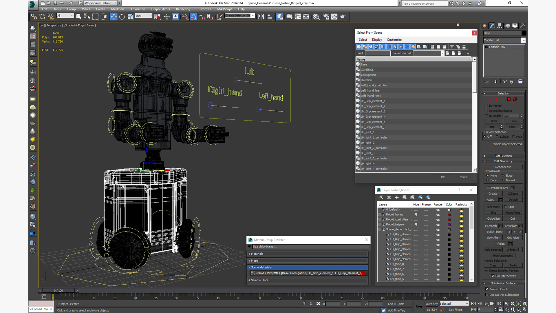 Space General-Purpose Robot Rigged 3D model