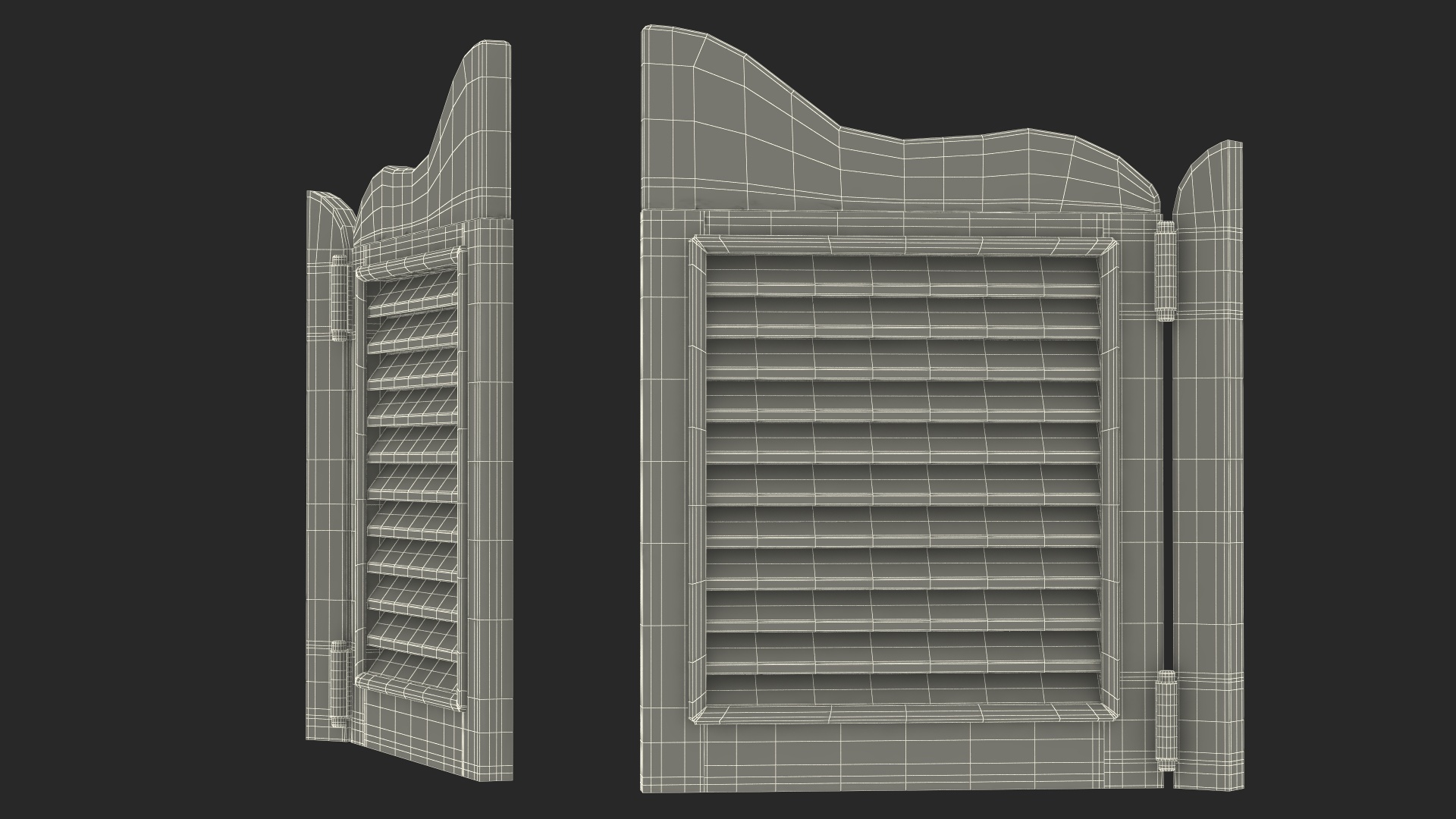 3D model Rustic Saloon Doors Rigged for Cinema 4D