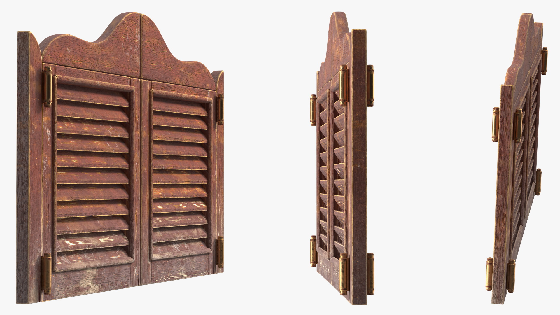 3D model Rustic Saloon Doors Rigged for Cinema 4D
