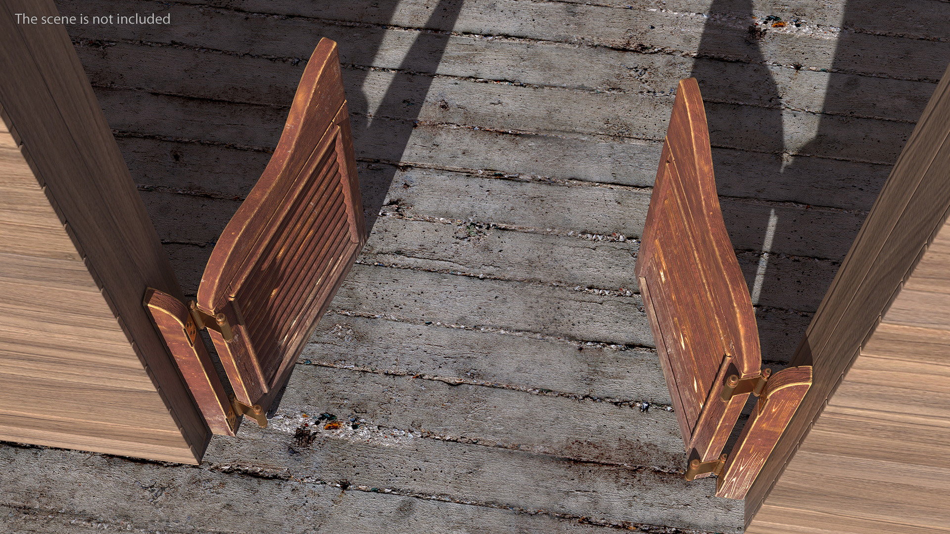 3D model Rustic Saloon Doors Rigged for Cinema 4D
