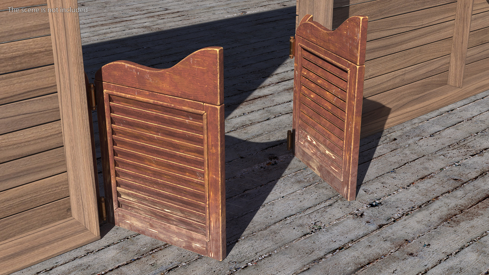 3D model Rustic Saloon Doors Rigged for Cinema 4D