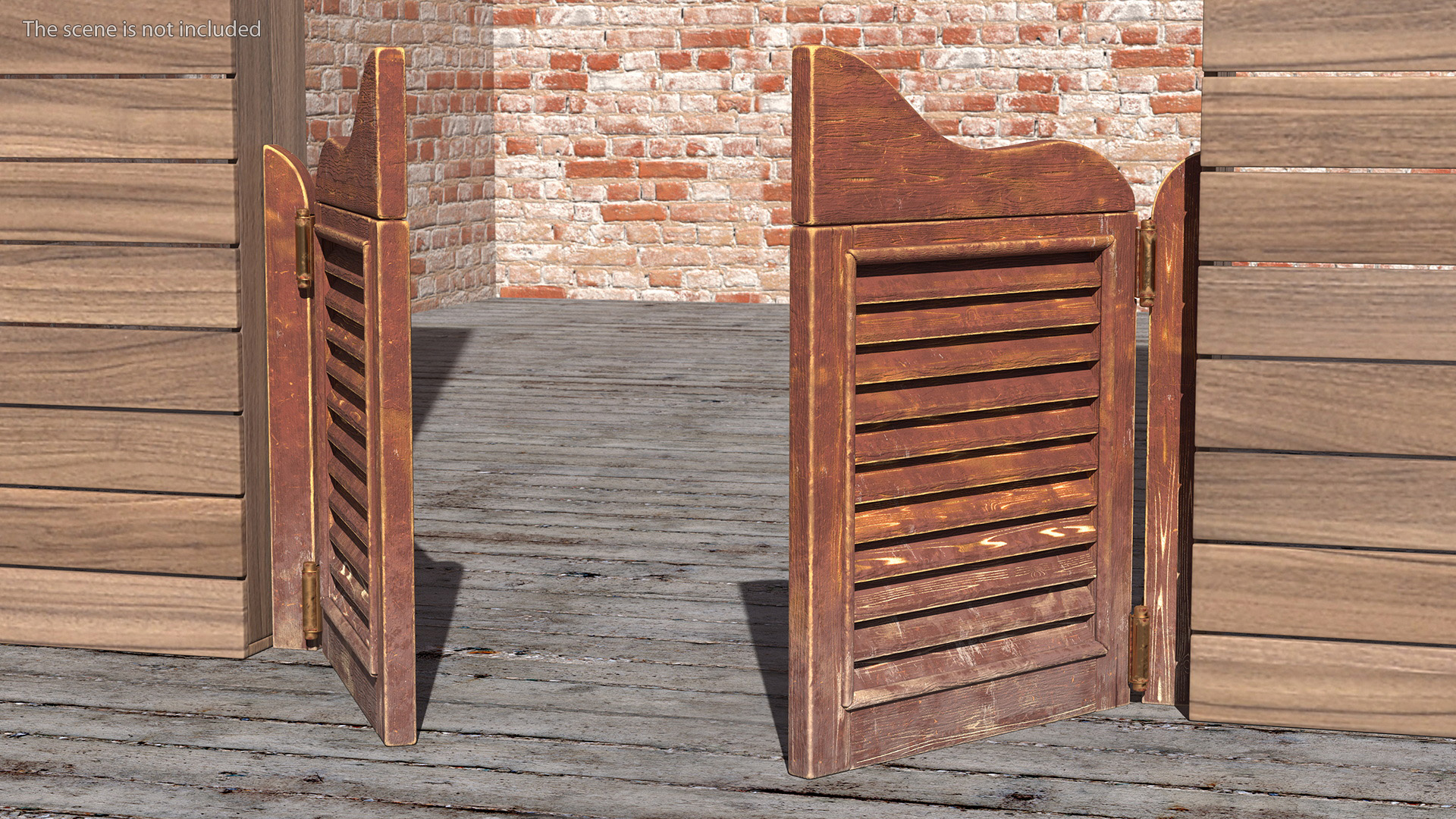 3D model Rustic Saloon Doors Rigged for Cinema 4D
