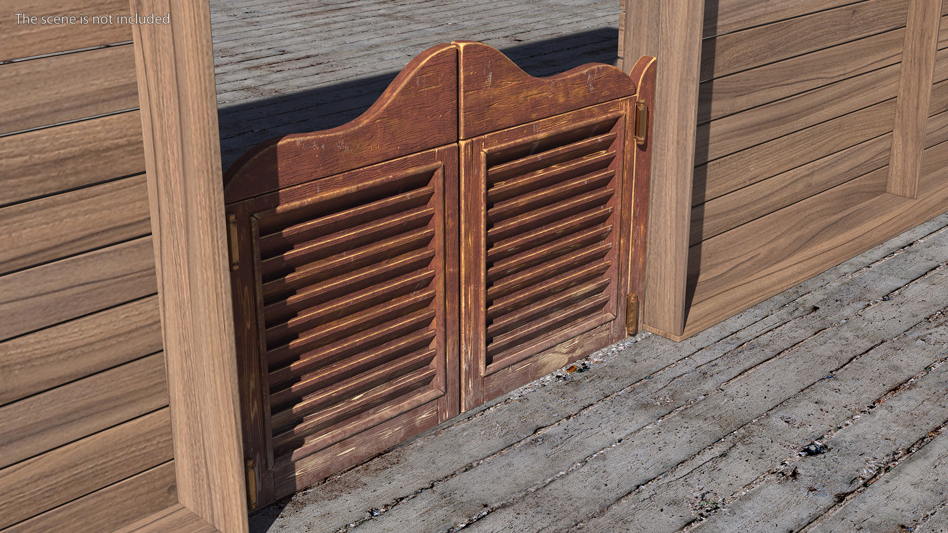 3D model Rustic Saloon Doors Rigged for Cinema 4D