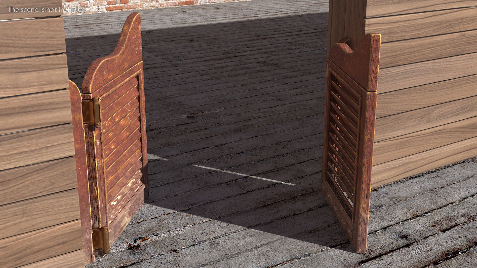 3D model Rustic Saloon Doors Rigged for Cinema 4D