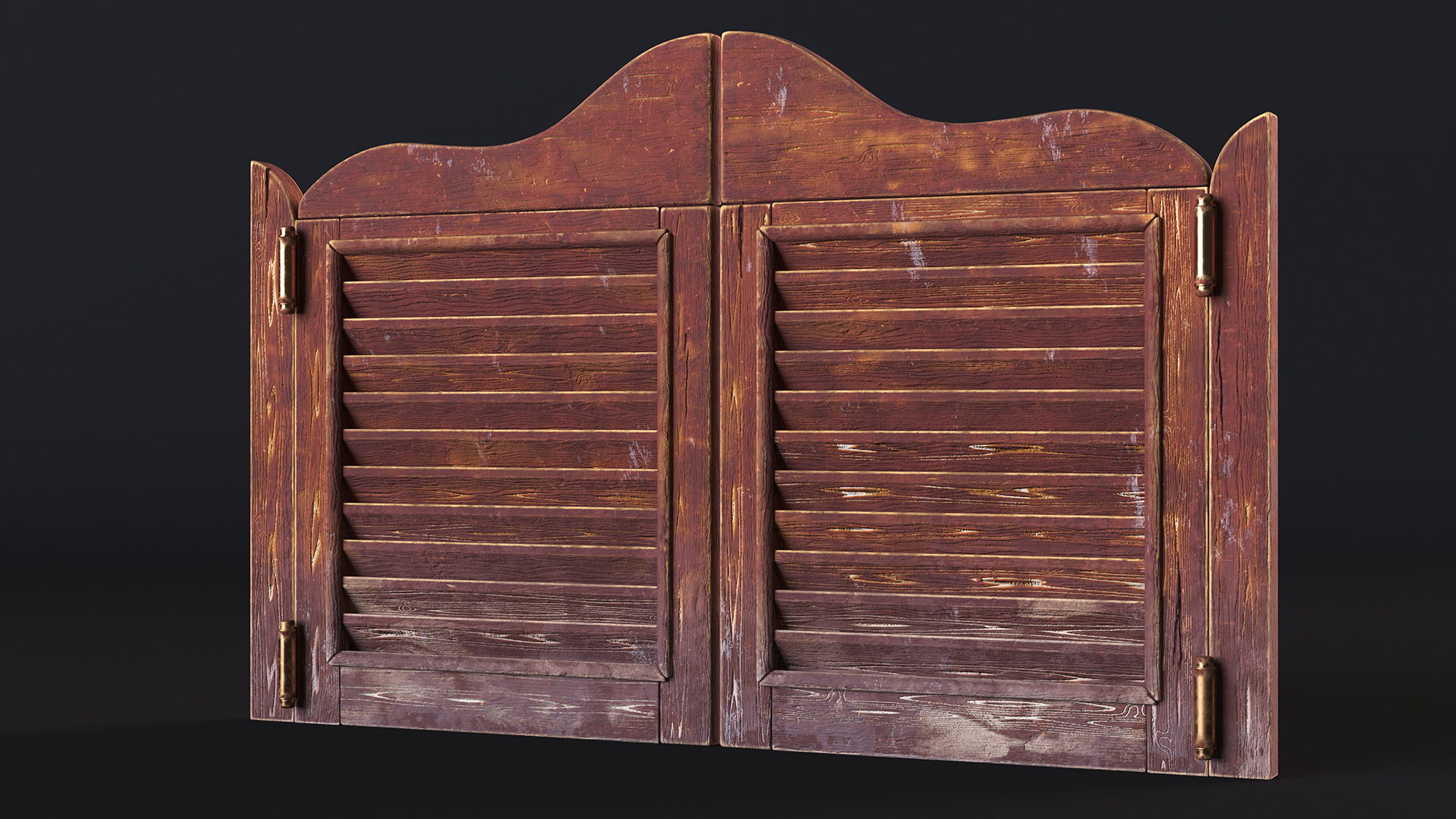 3D model Rustic Saloon Doors Rigged for Cinema 4D