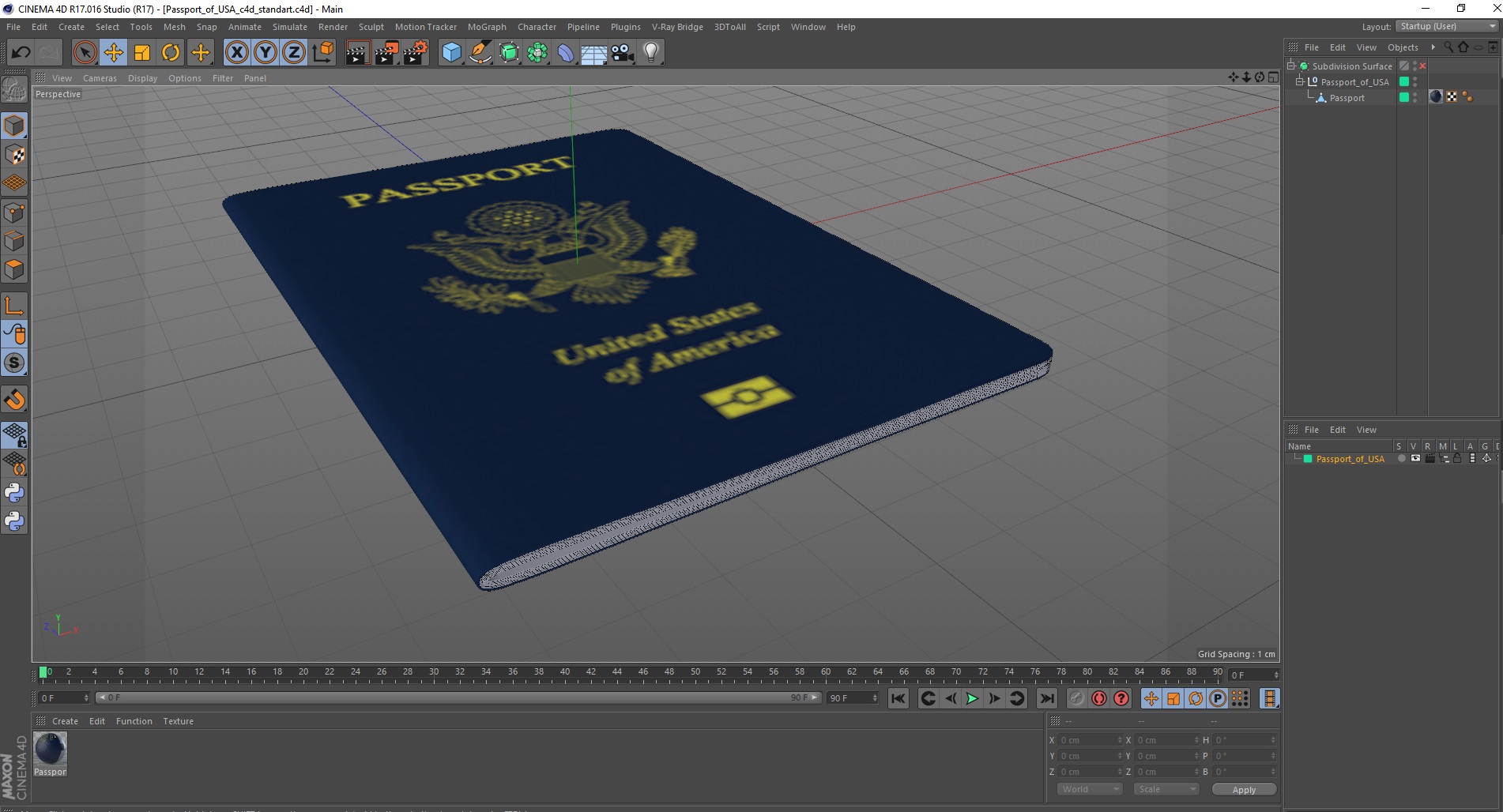 3D model Passport of USA