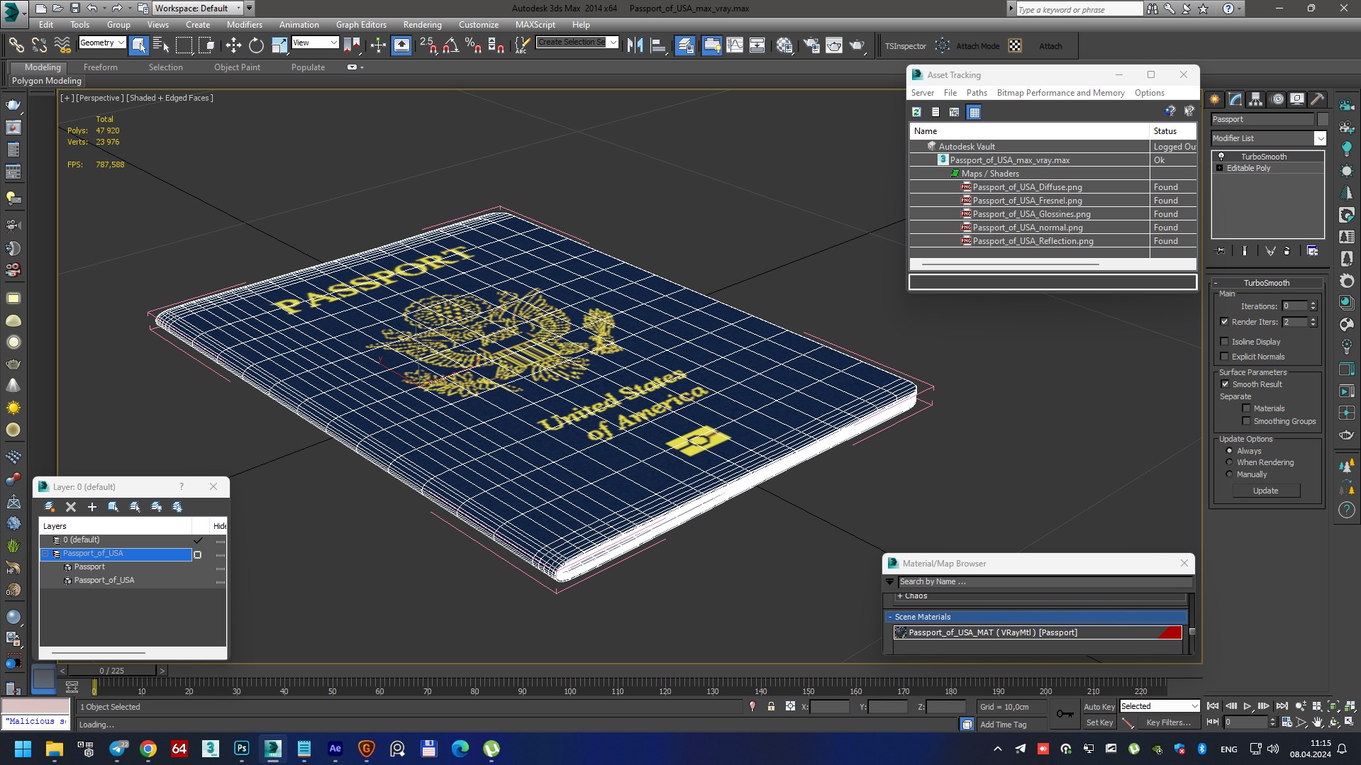 3D model Passport of USA