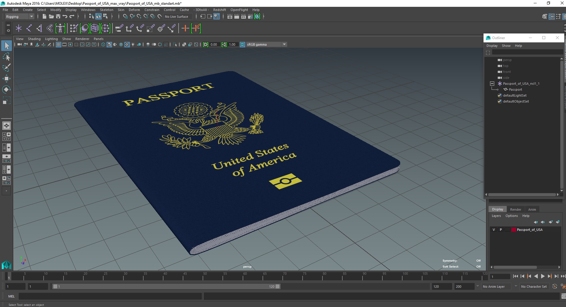 3D model Passport of USA