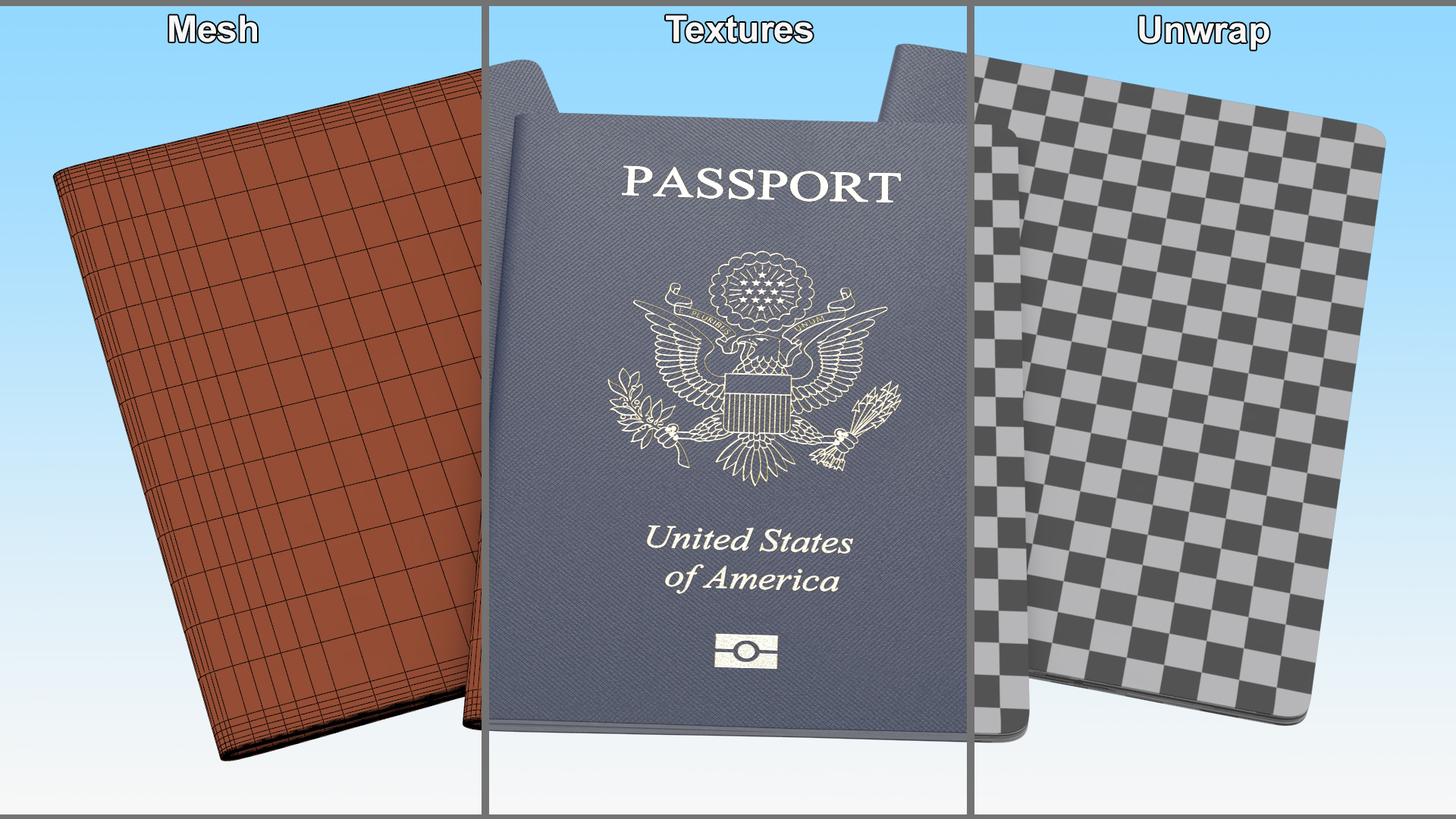 3D model Passport of USA
