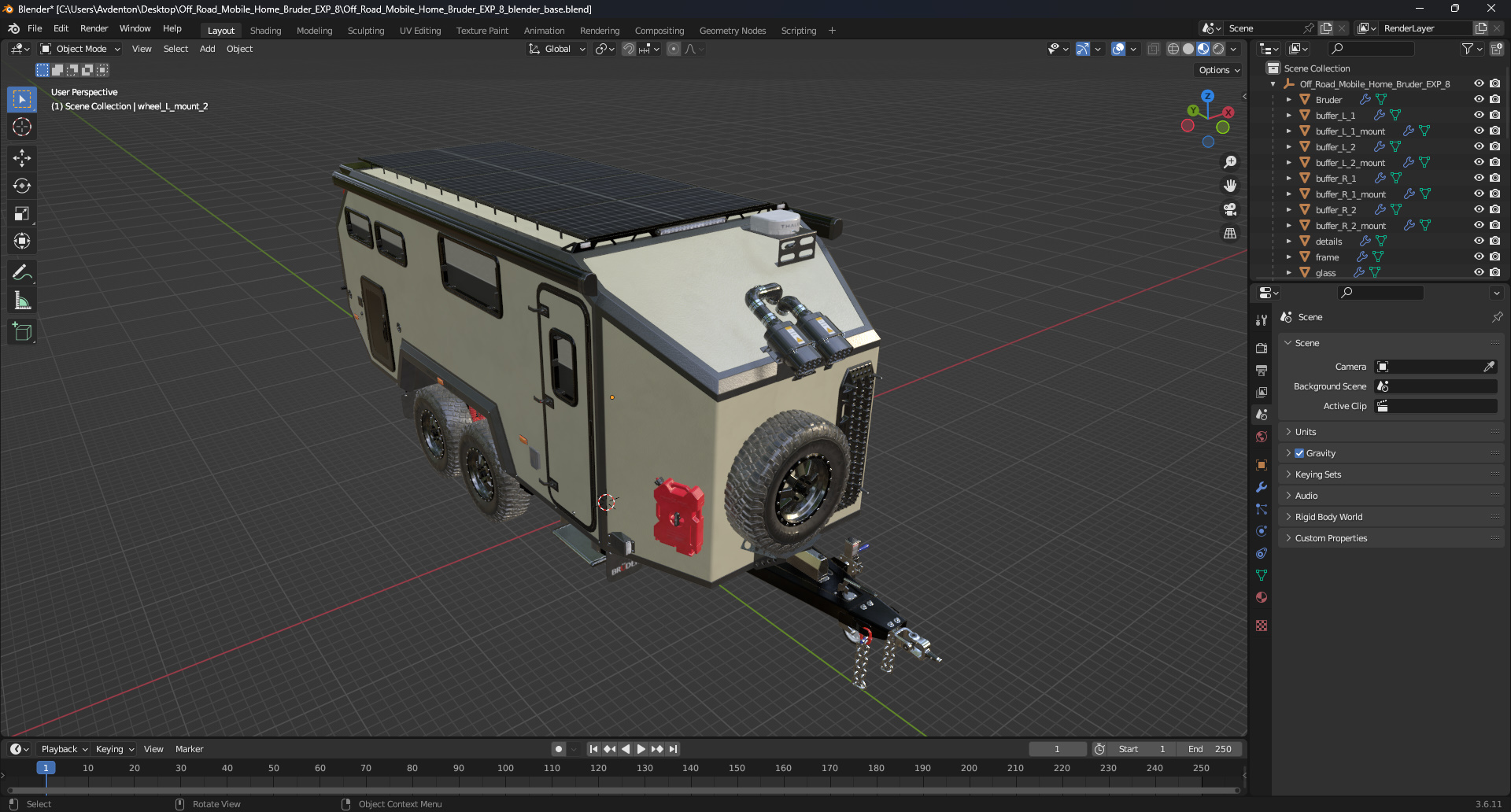 3D Off Road Mobile Home Bruder EXP 8 model