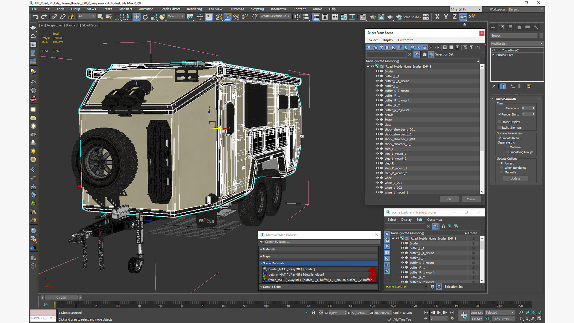 3D Off Road Mobile Home Bruder EXP 8 model