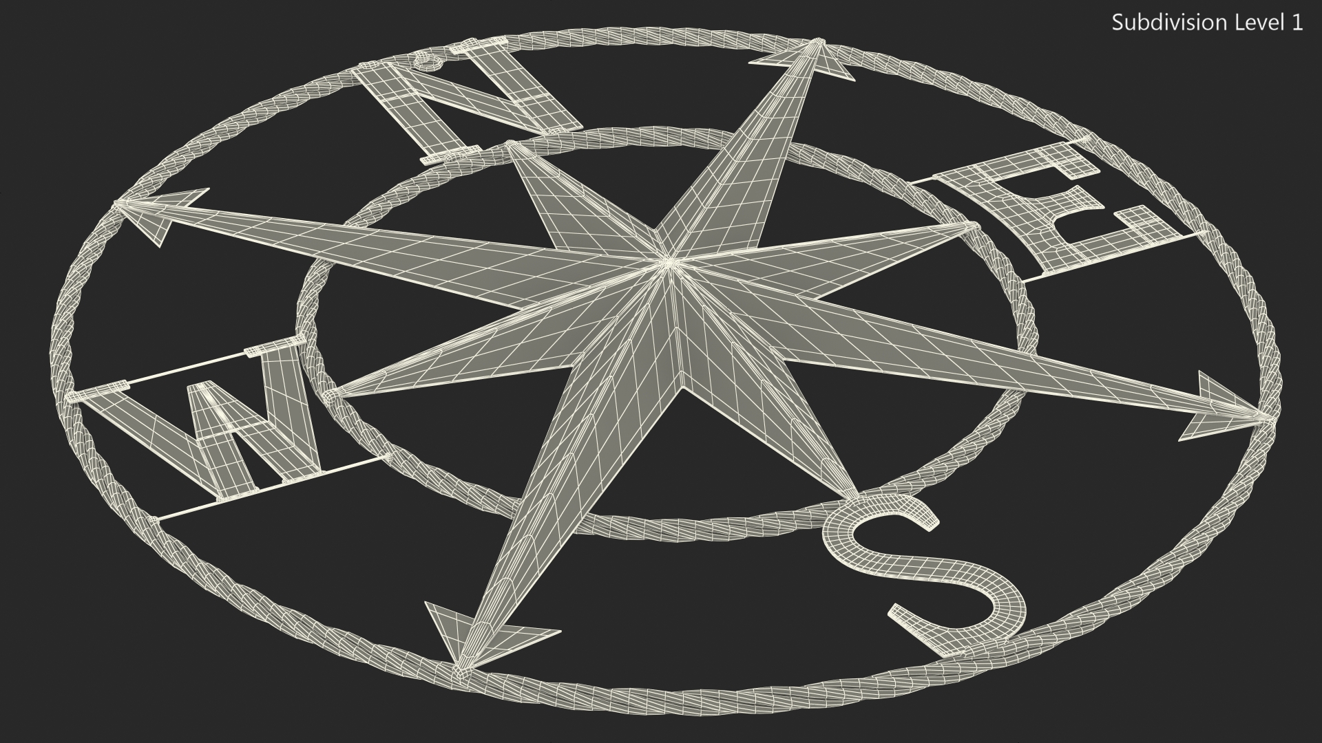 Classical Compass Rose Gold 3D