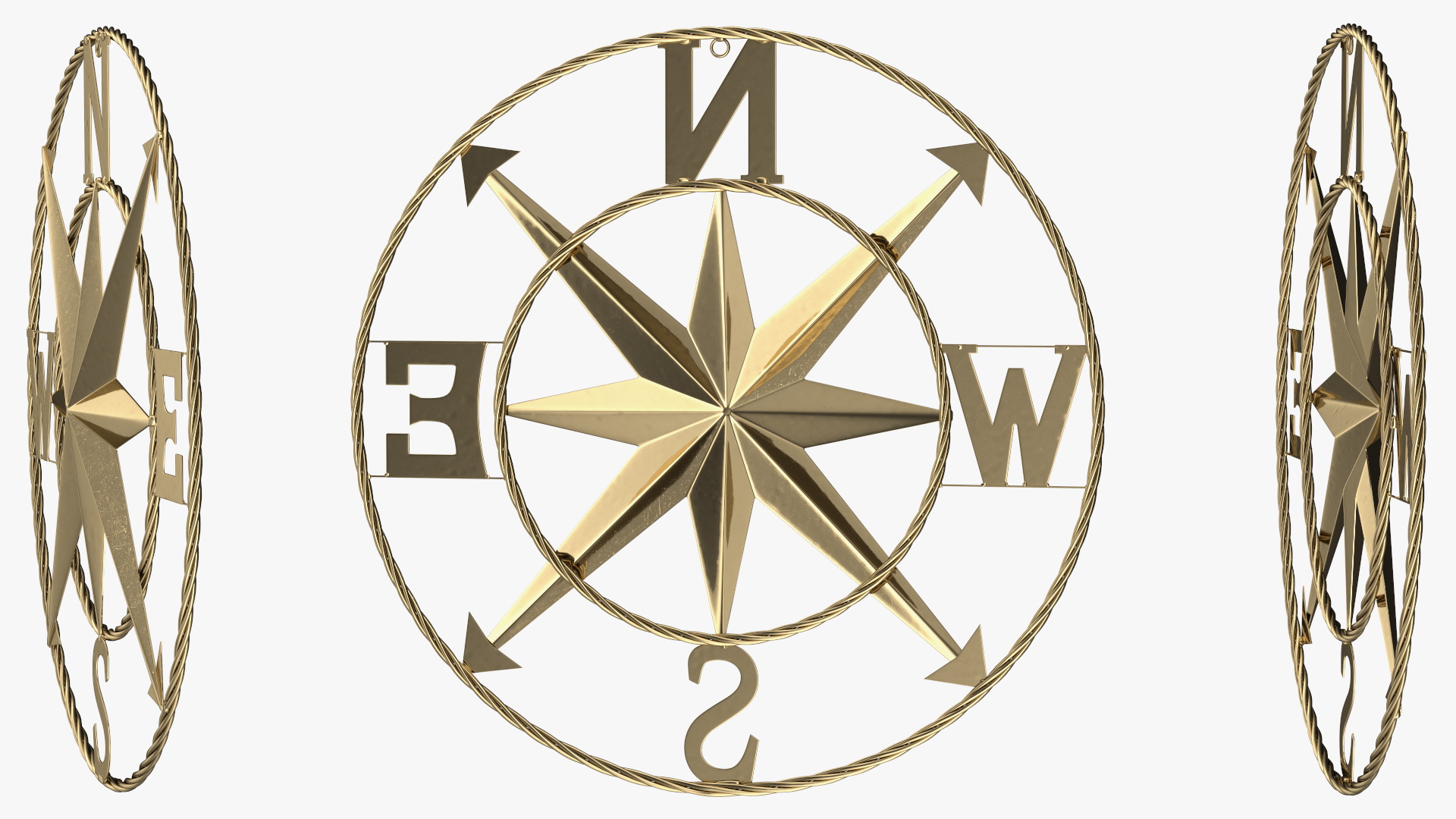 Classical Compass Rose Gold 3D