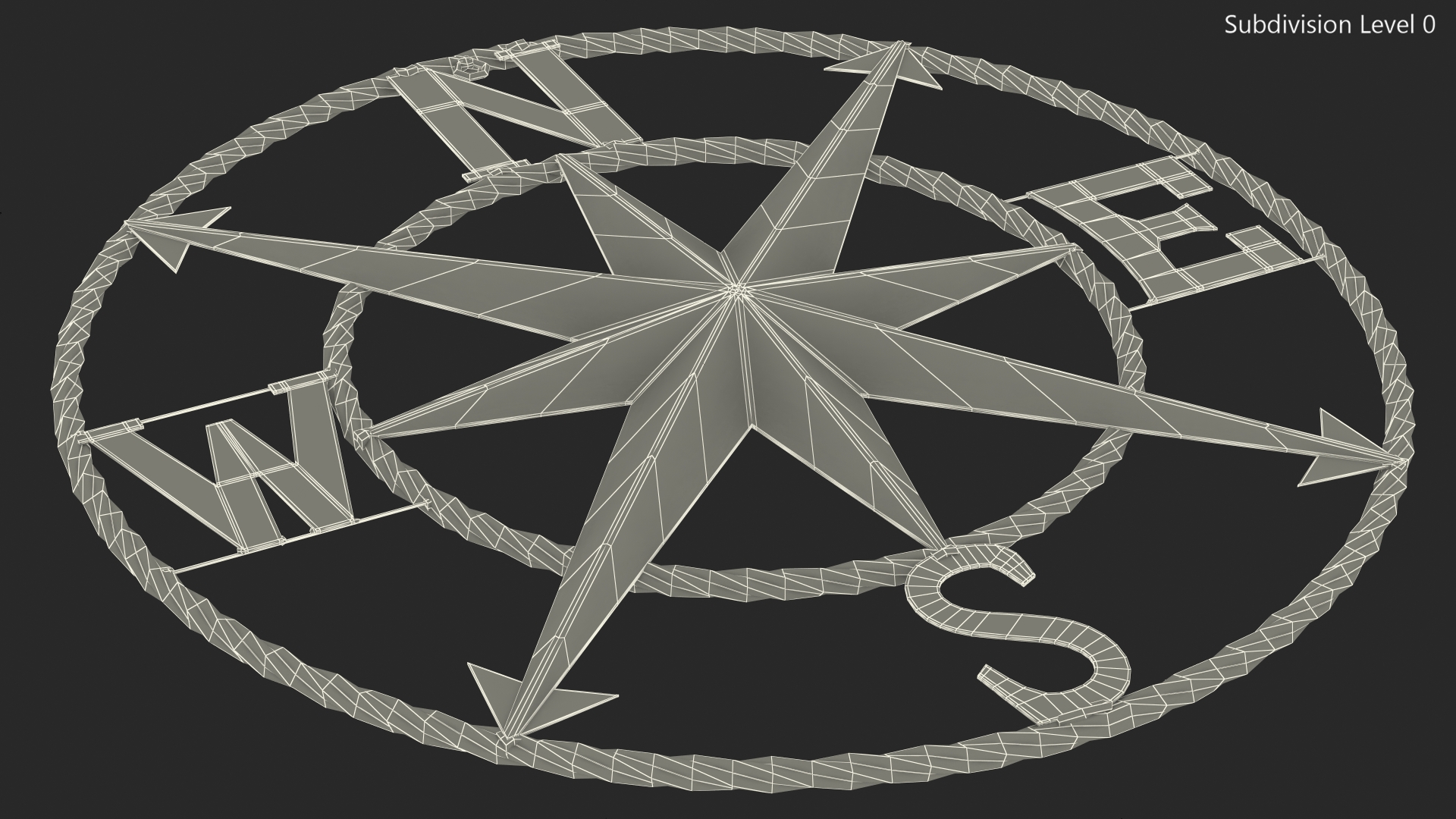 Classical Compass Rose Gold 3D