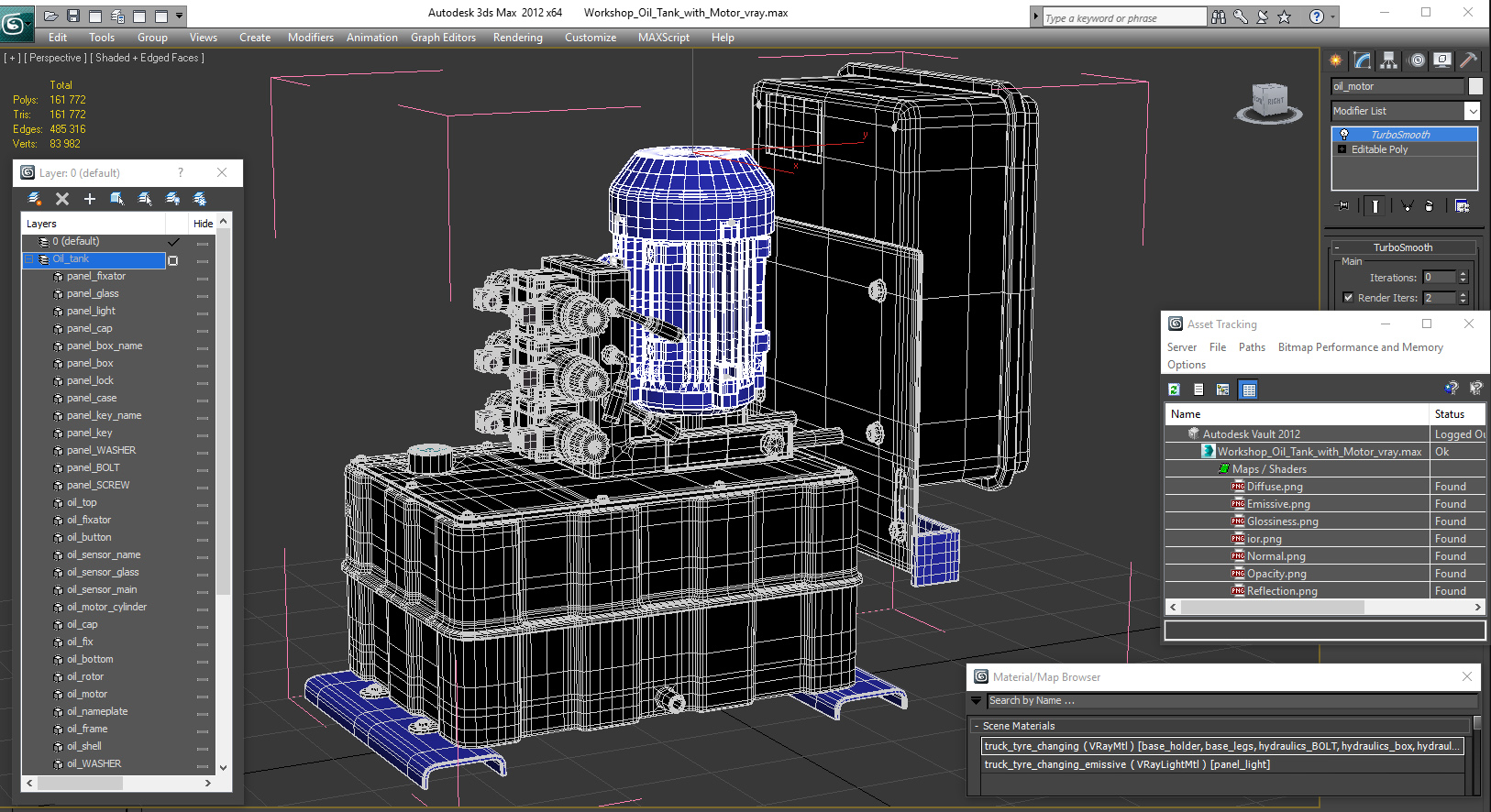 3D Workshop Oil Tank with Motor model