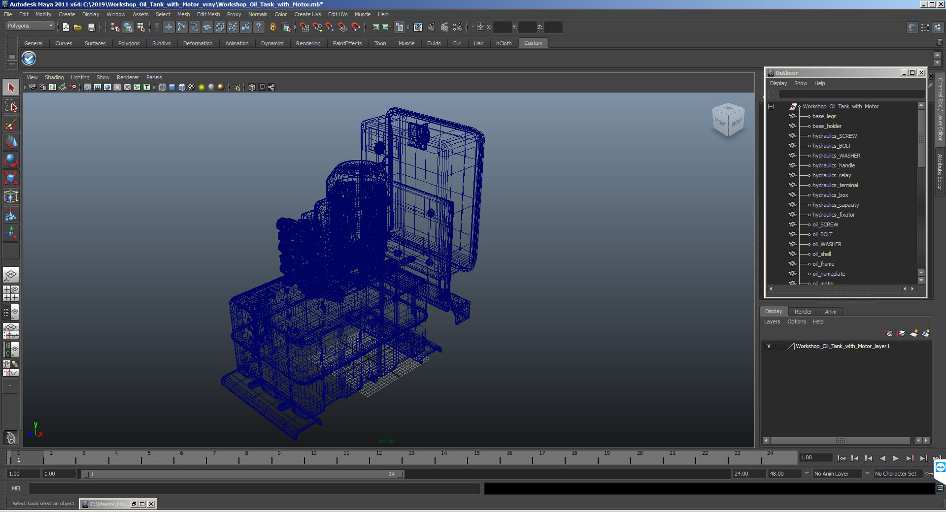 3D Workshop Oil Tank with Motor model