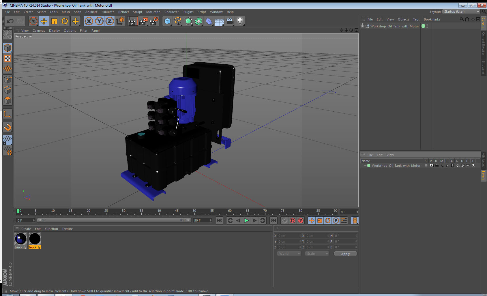 3D Workshop Oil Tank with Motor model