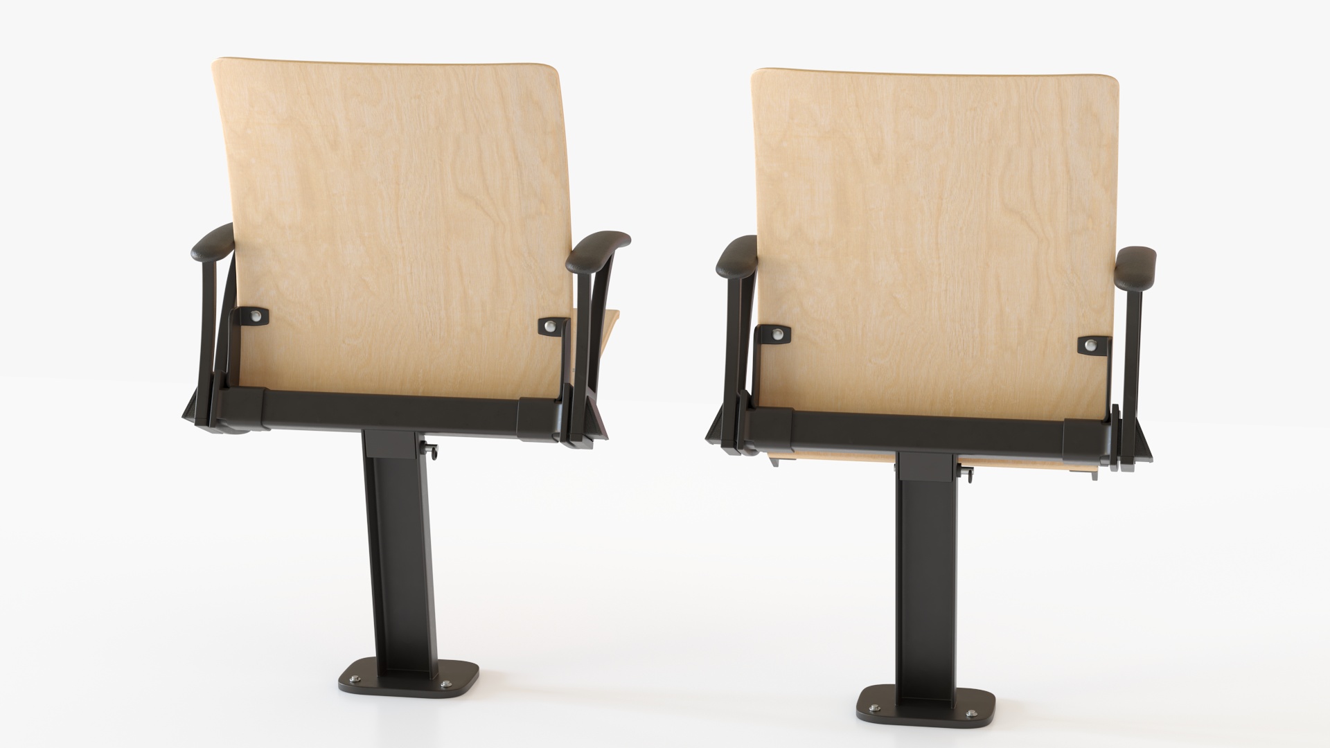 Auditorium Chair Light Wood 3D
