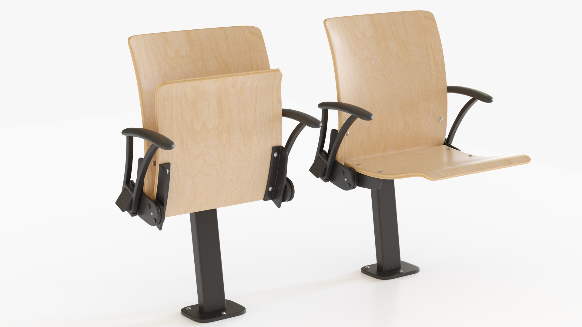 Auditorium Chair Light Wood 3D