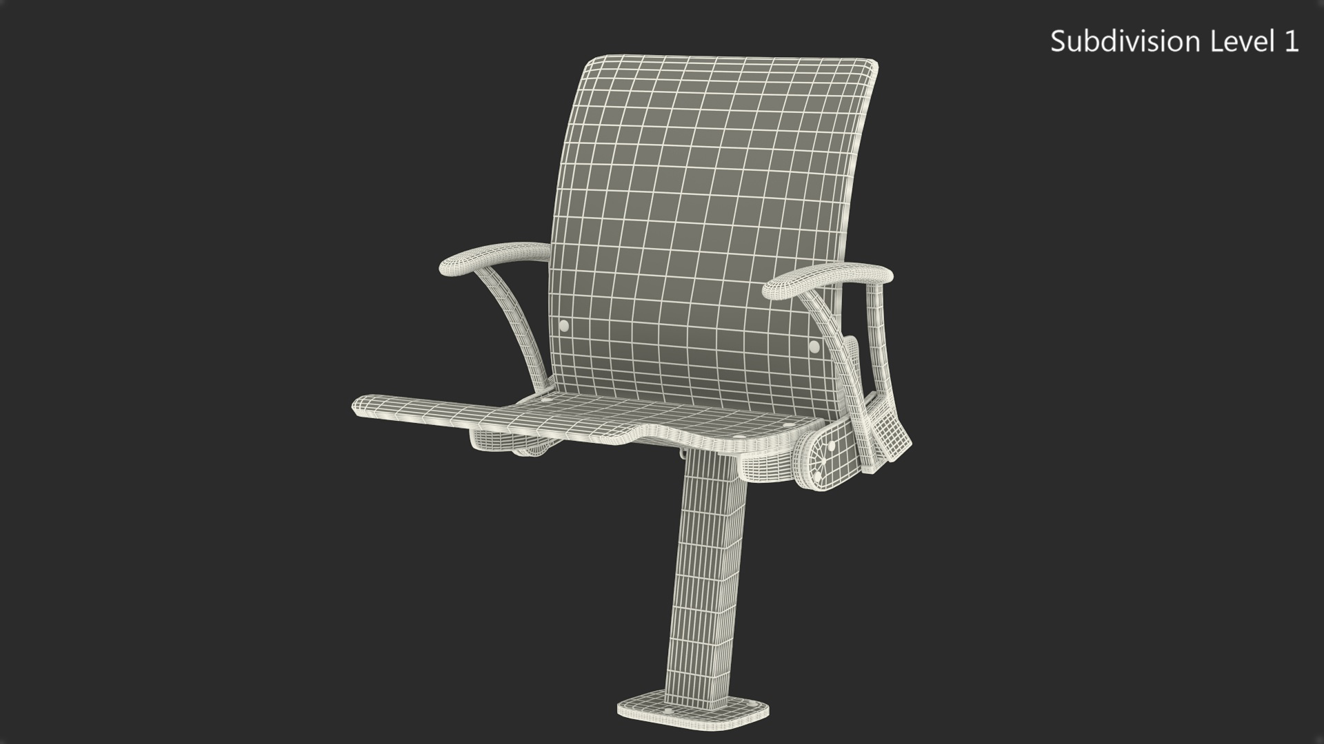 Auditorium Chair Light Wood 3D