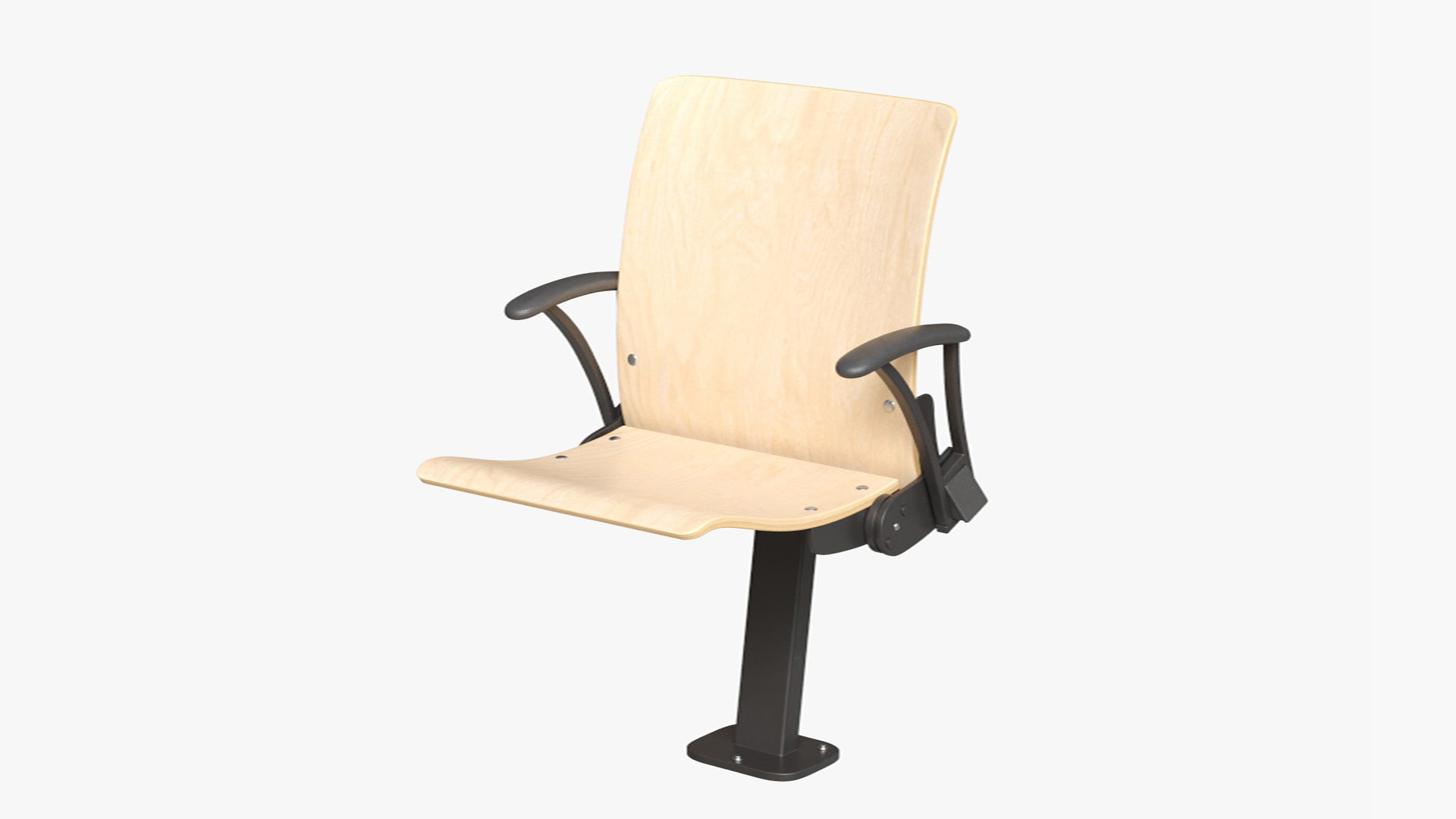 Auditorium Chair Light Wood 3D