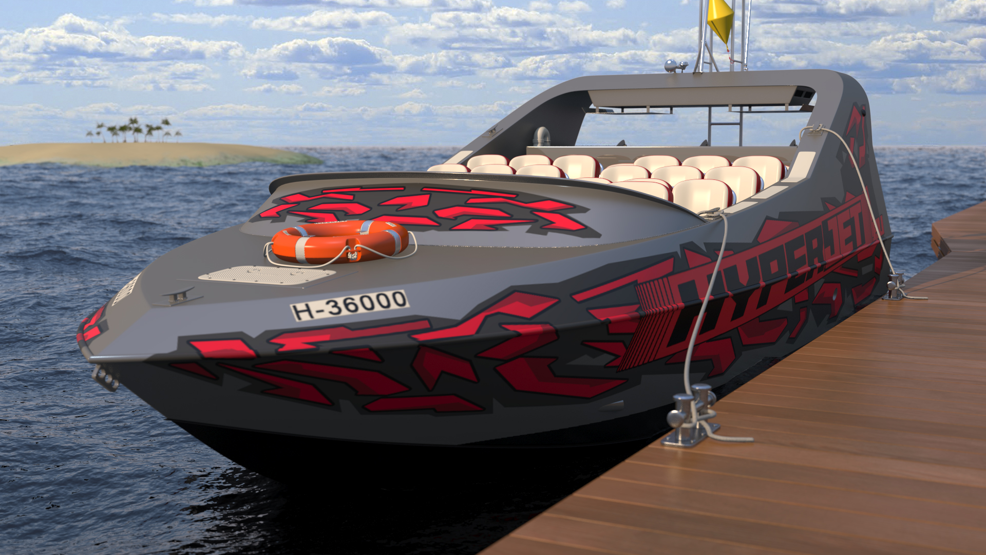3D Moggaro 950 WJ Jet Boat Grey model