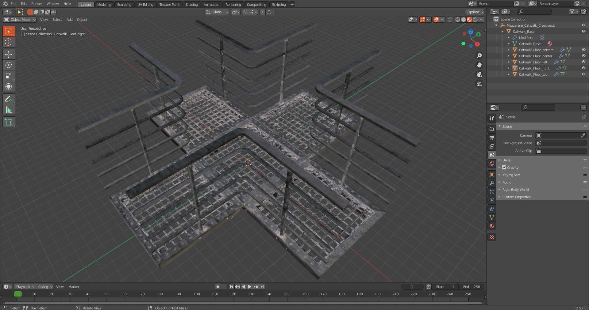 3D Mezzanine Catwalk Crossroads model