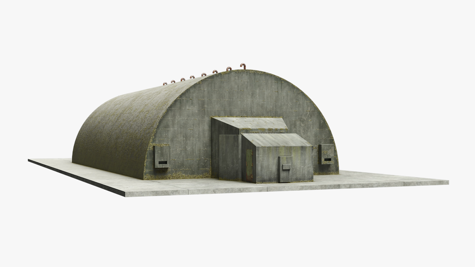 Abandoned Hardened Shelter Aircraft with Fighter Jet 3D