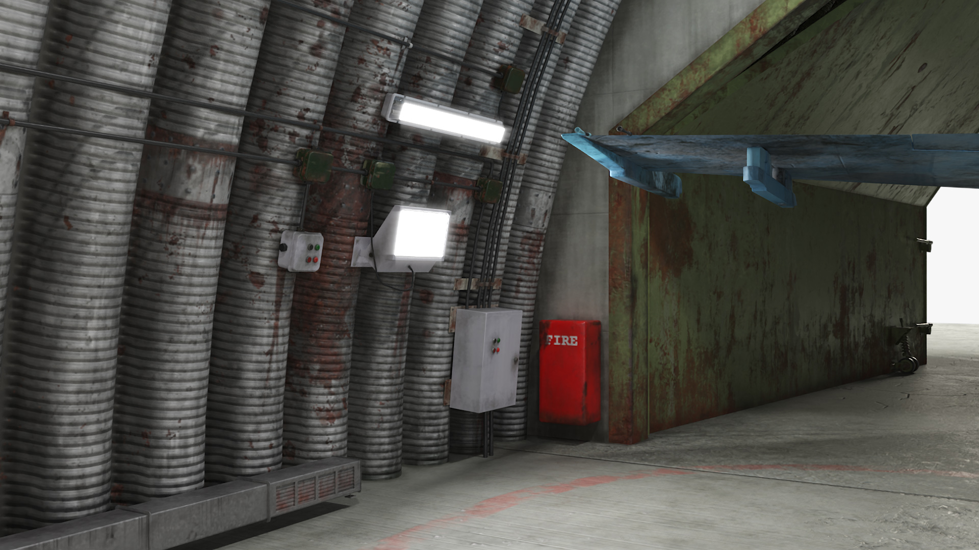 Abandoned Hardened Shelter Aircraft with Fighter Jet 3D