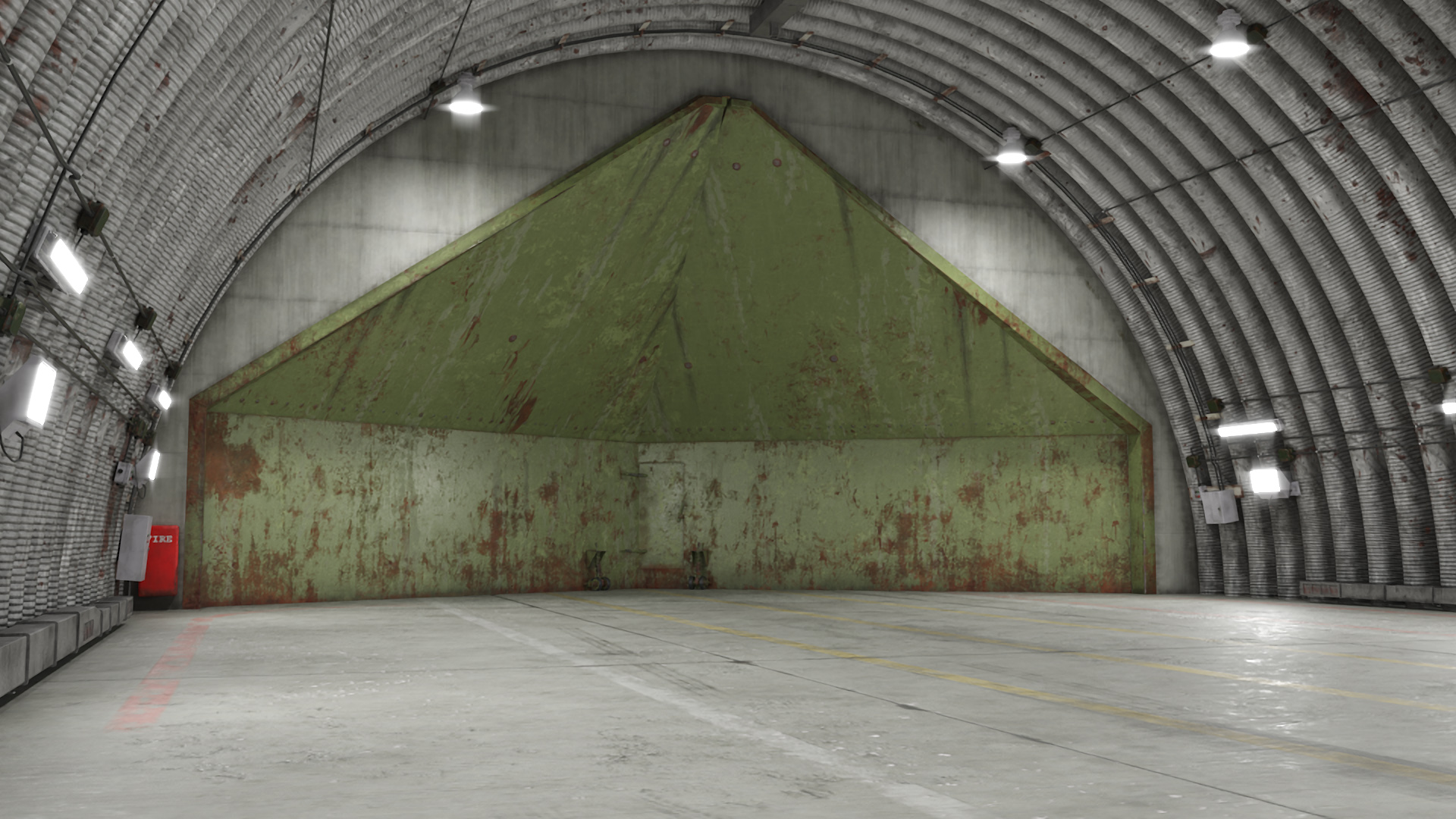 Abandoned Hardened Shelter Aircraft with Fighter Jet 3D