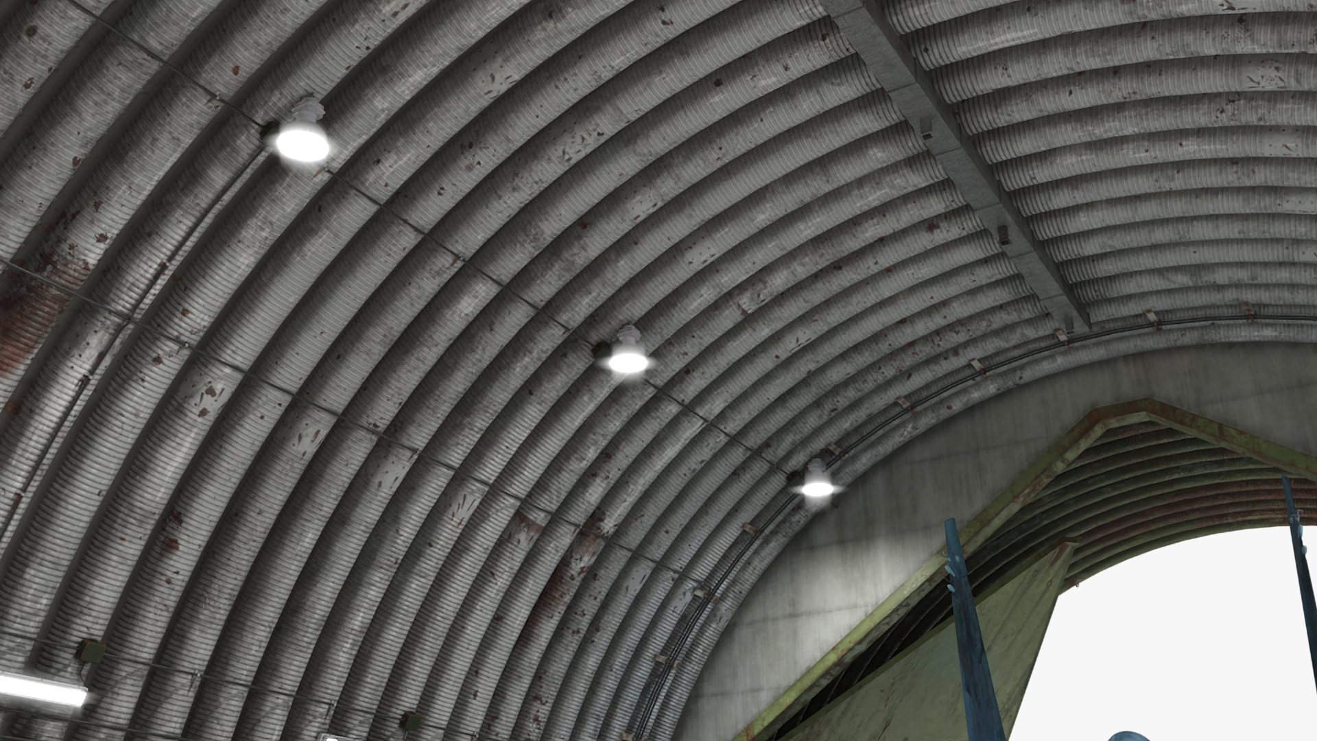 Abandoned Hardened Shelter Aircraft with Fighter Jet 3D