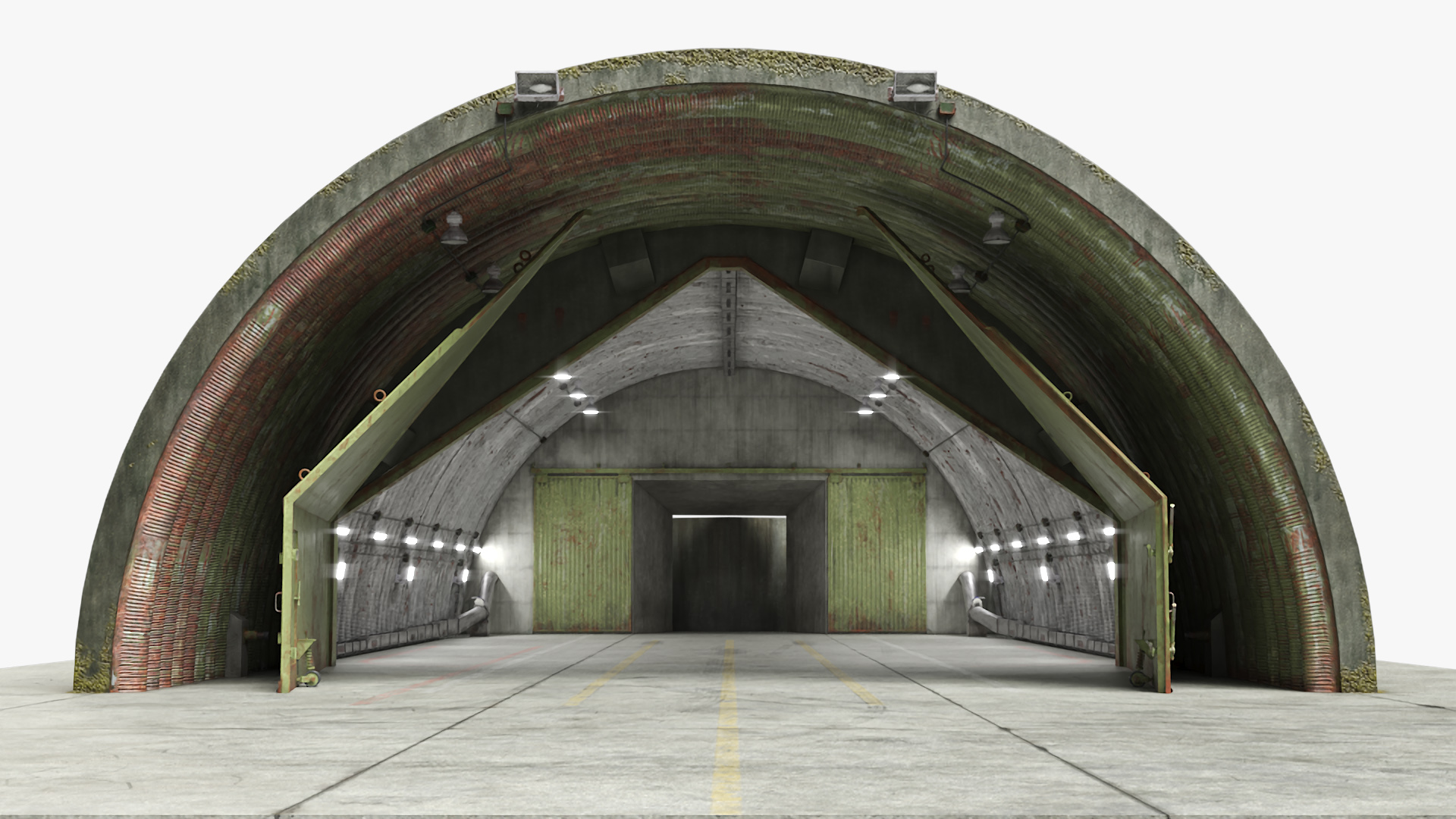 Abandoned Hardened Shelter Aircraft with Fighter Jet 3D