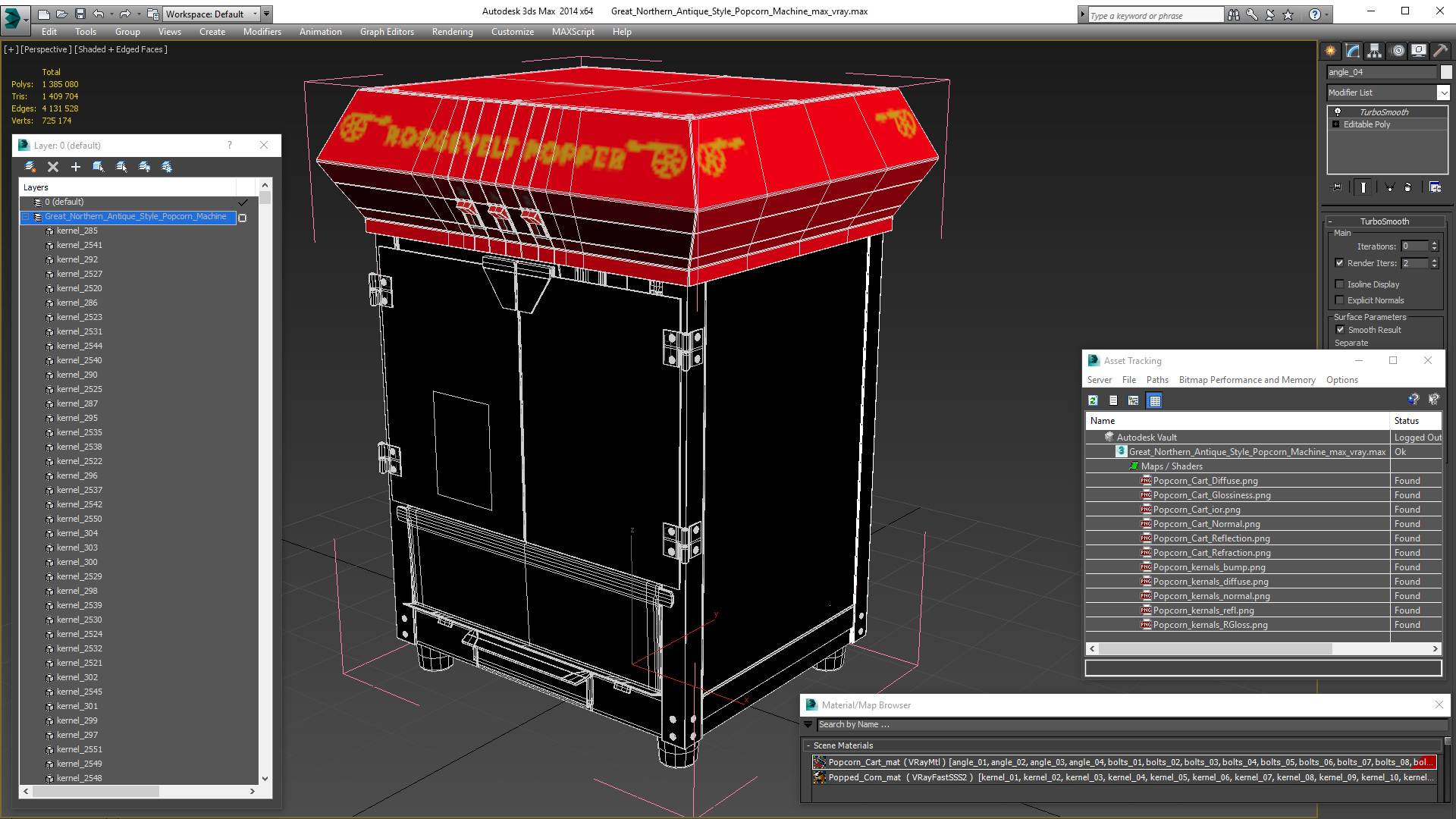 Great Northern Antique Style Popcorn Machine 3D model
