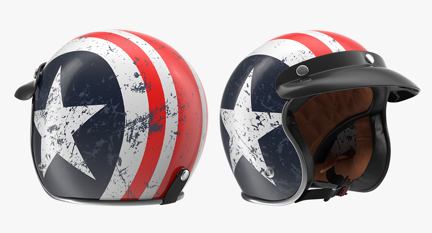 3D TORC Motorcycle Helmet Rebel Star model